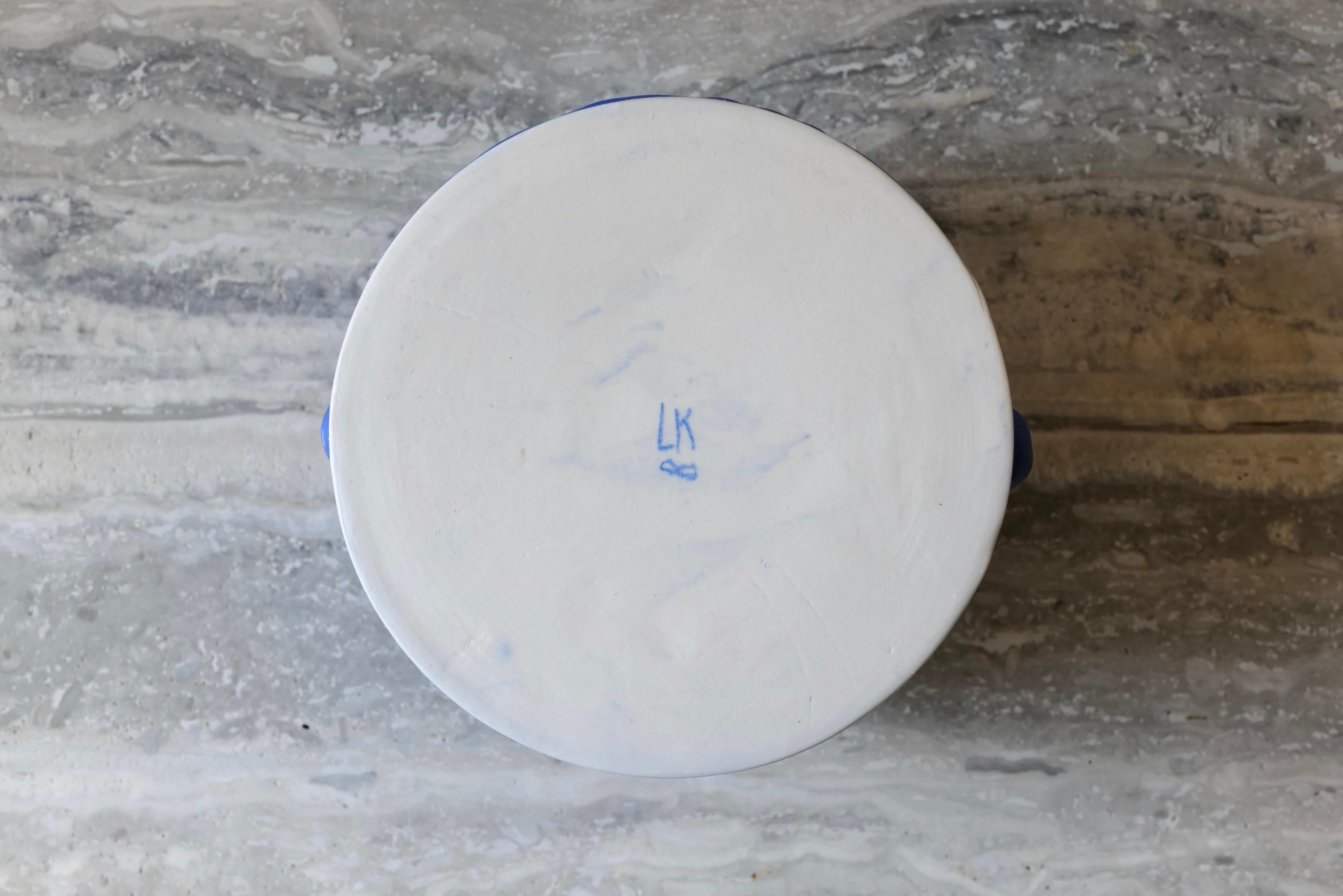 Blue Microcrystalline Glaze Bumps Porcelain Vase by Lana Kova For Sale 1