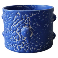Blaue Porzellanvase mit Mikrokristallglasur-Blumenmotiv von Lana Kova 