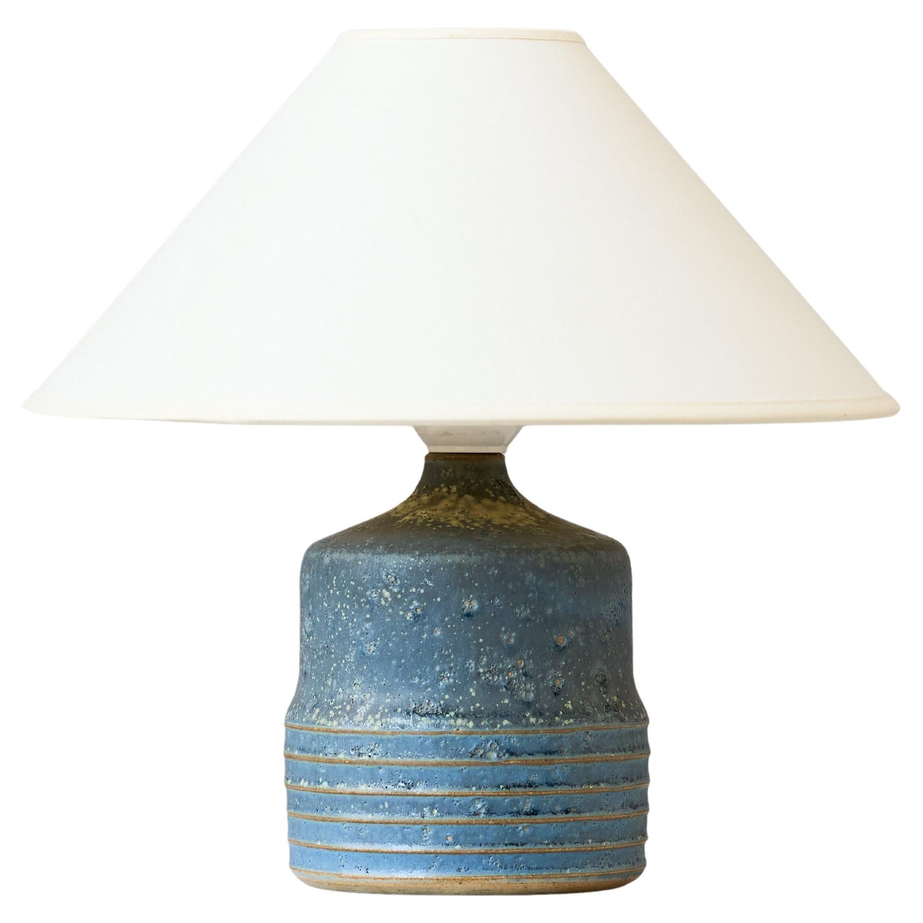 Blue Mid-Century Ceramic Table Lamp by Rolf Palm, Sweden, 1960s.