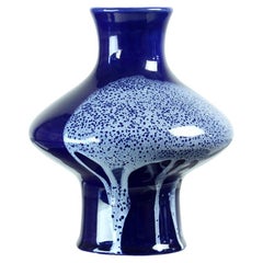 Vase en céramique bleue du milieu du siècle, Tchécoslovaquie, années 1960