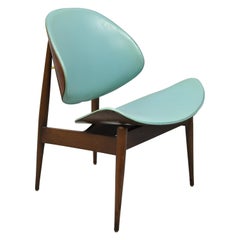 Chaise Clam Shell Bleue Midcentury Danish Modern Kodawood Seymour James Wiener