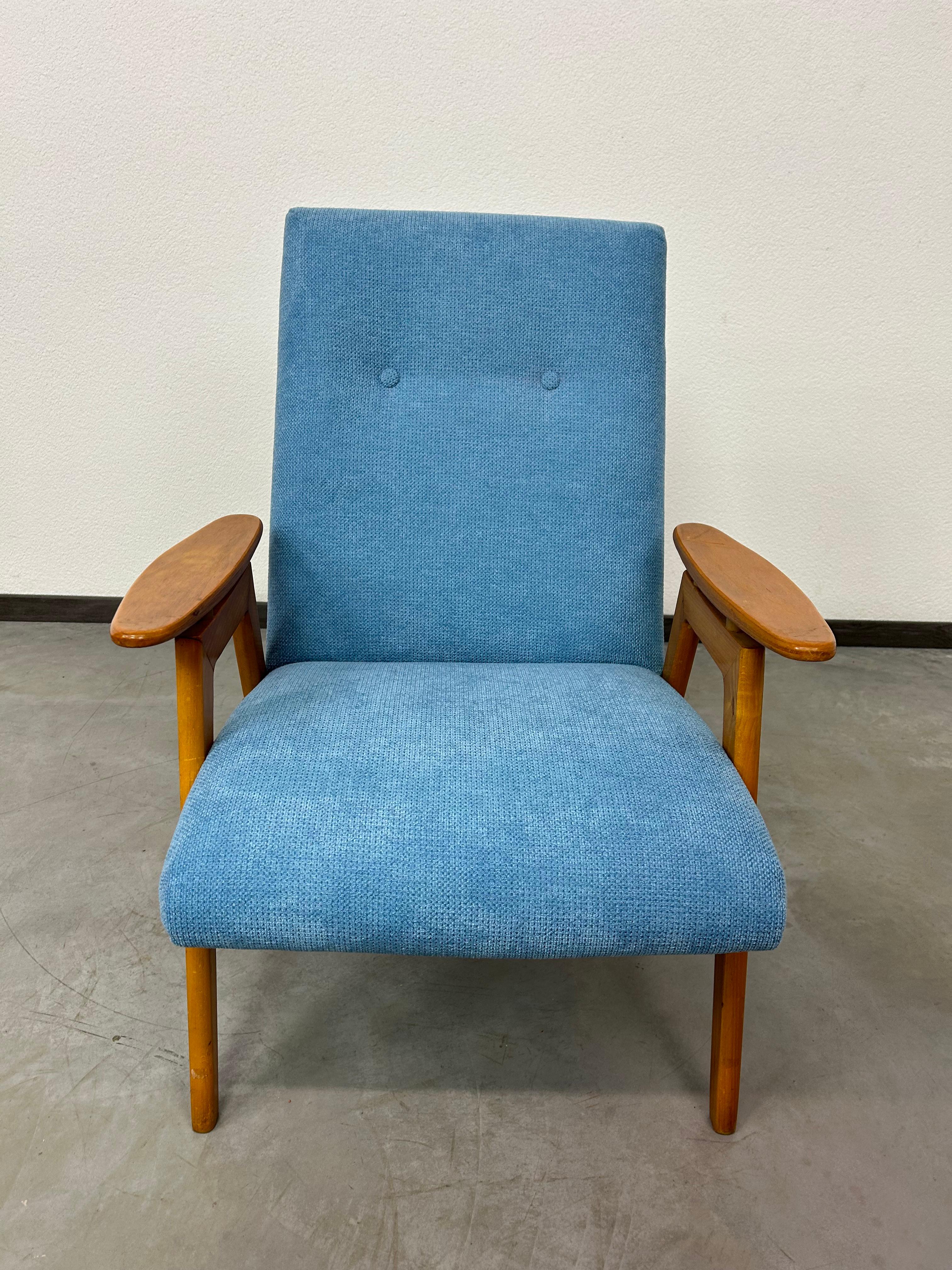 Late 20th Century Blue mid-century design armchair by Jaroslav Šmídek For Sale