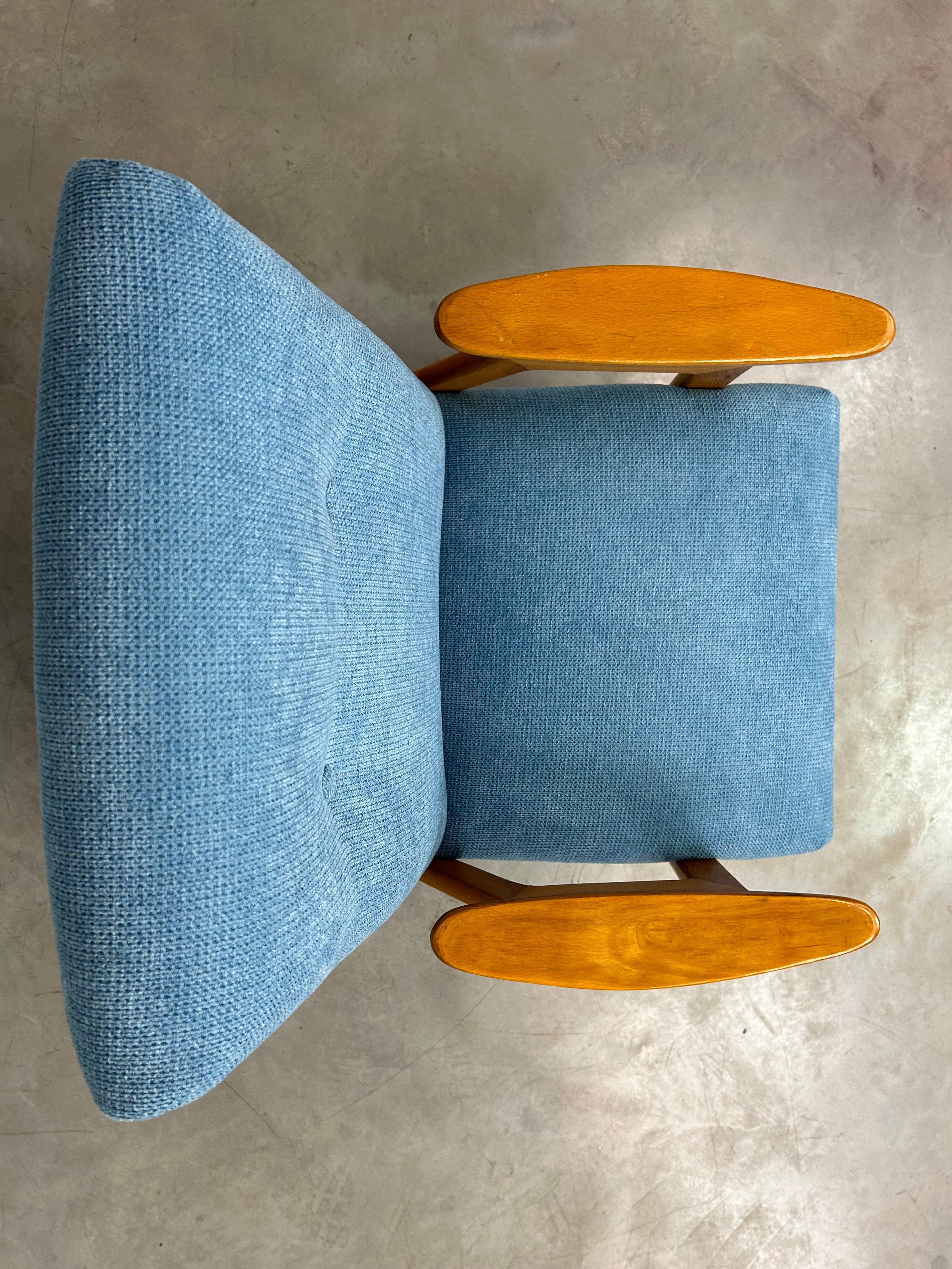 Fabric Blue mid-century design armchair by Jaroslav Šmídek For Sale