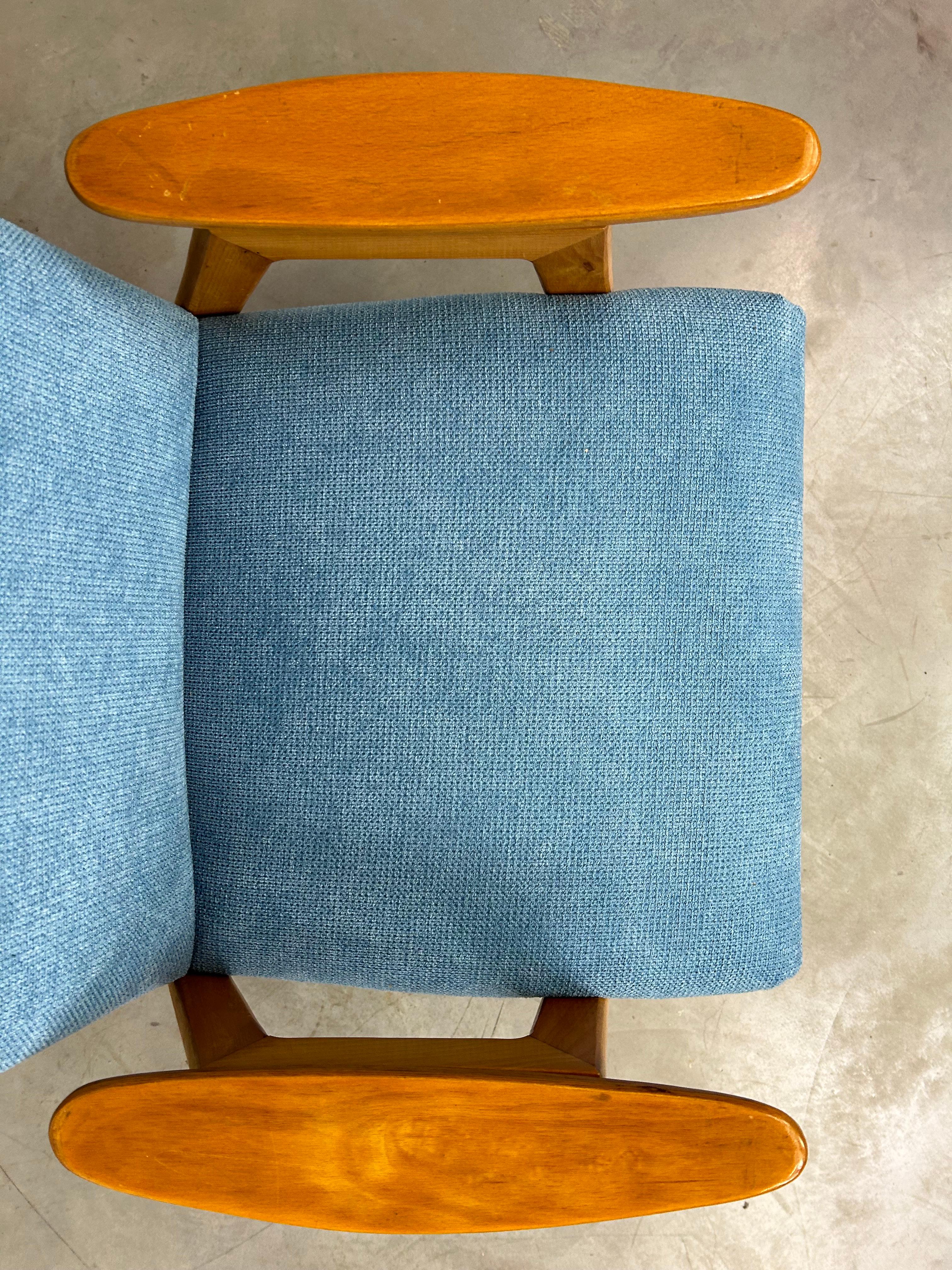 Blue mid-century design armchair by Jaroslav Šmídek For Sale 1