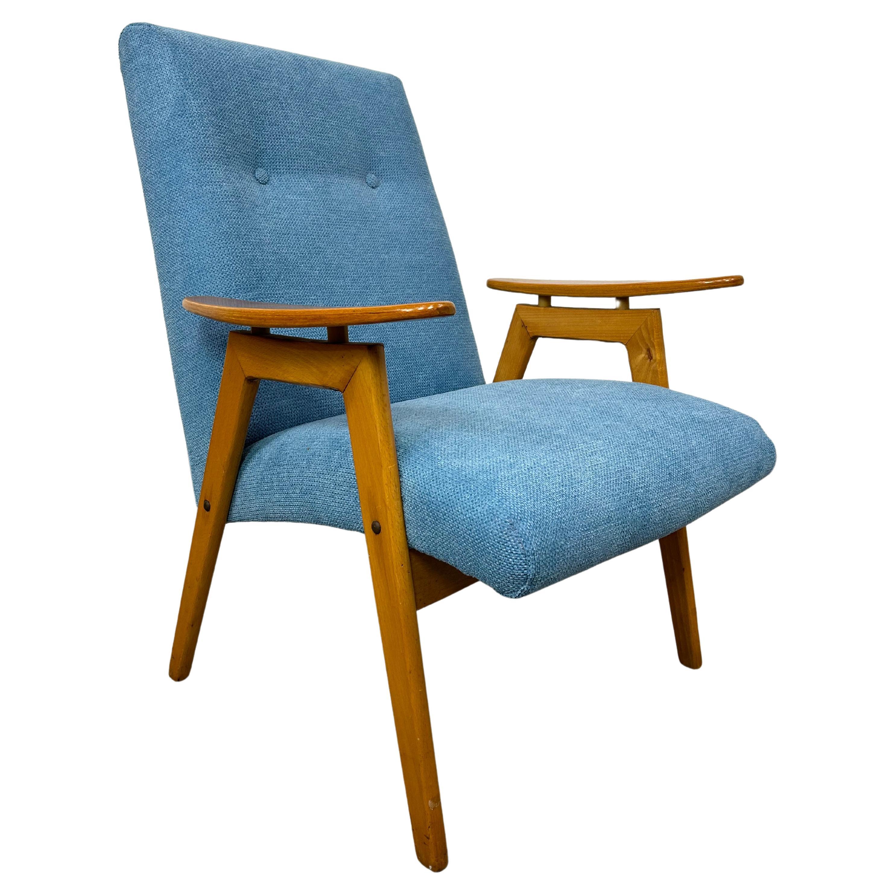 Blue mid-century design armchair by Jaroslav Šmídek For Sale