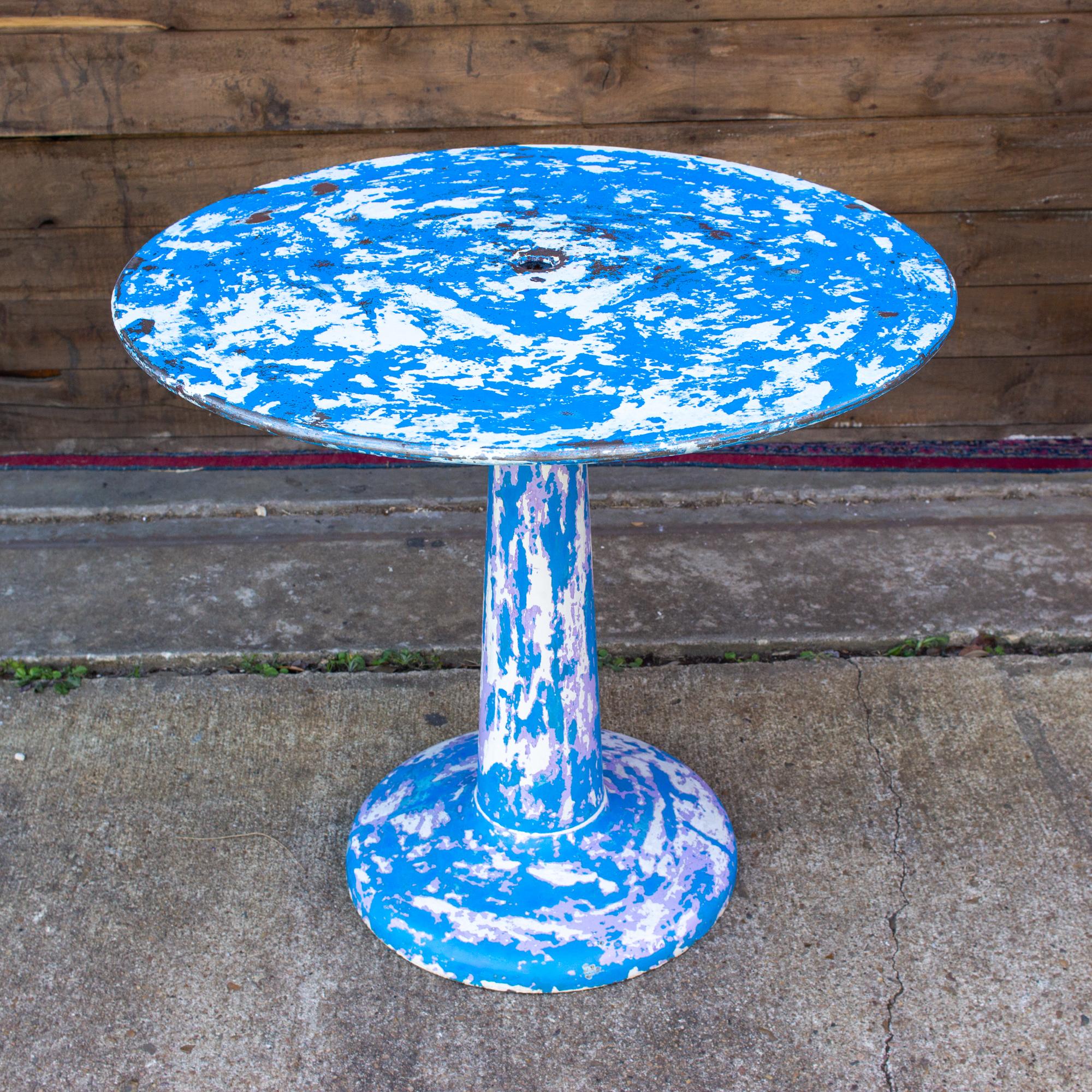 Blue Midcentury French Metal Tolix G-Table by Xavier Pauchard 5