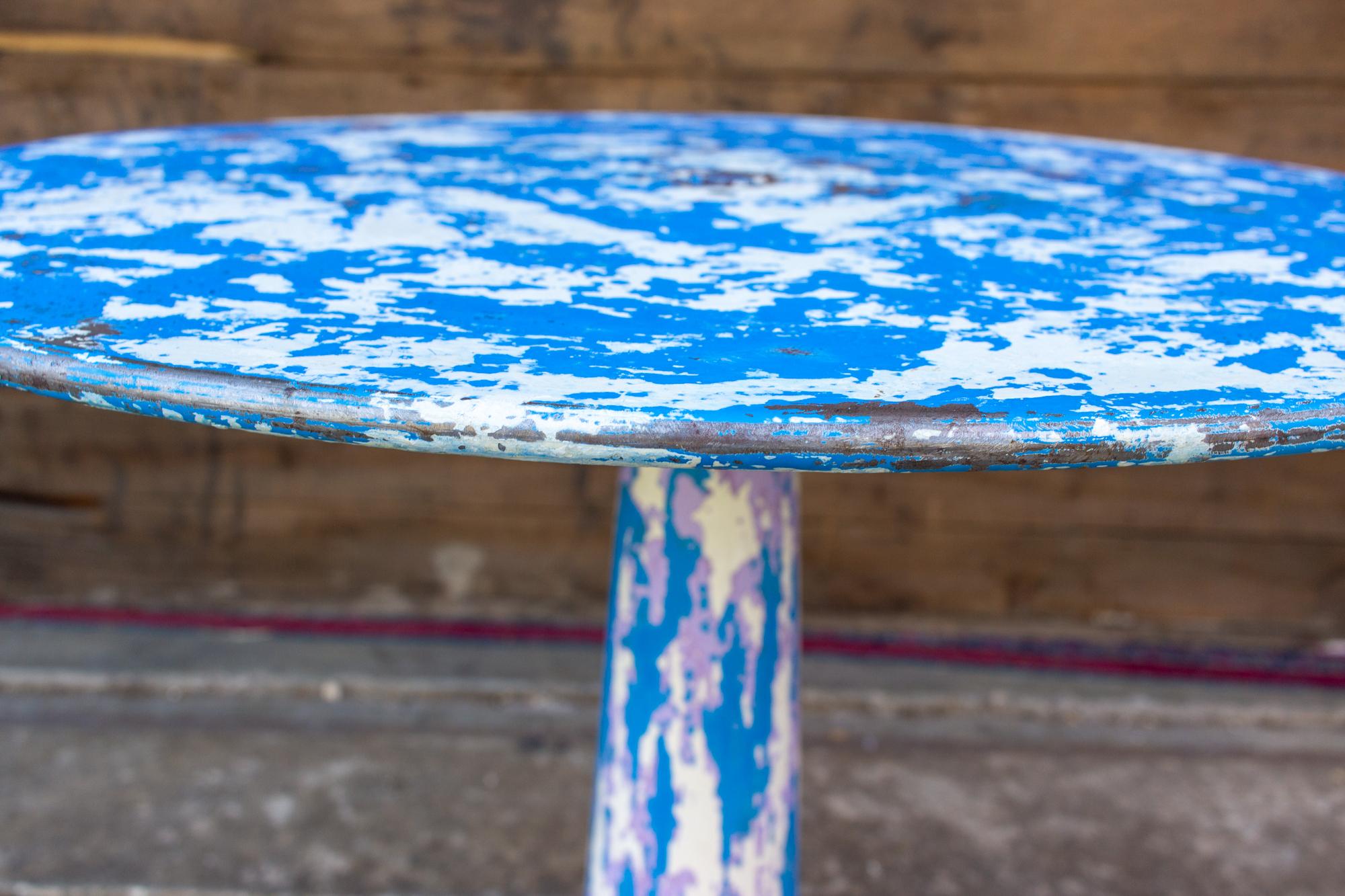Blue Midcentury French Metal Tolix G-Table by Xavier Pauchard 13