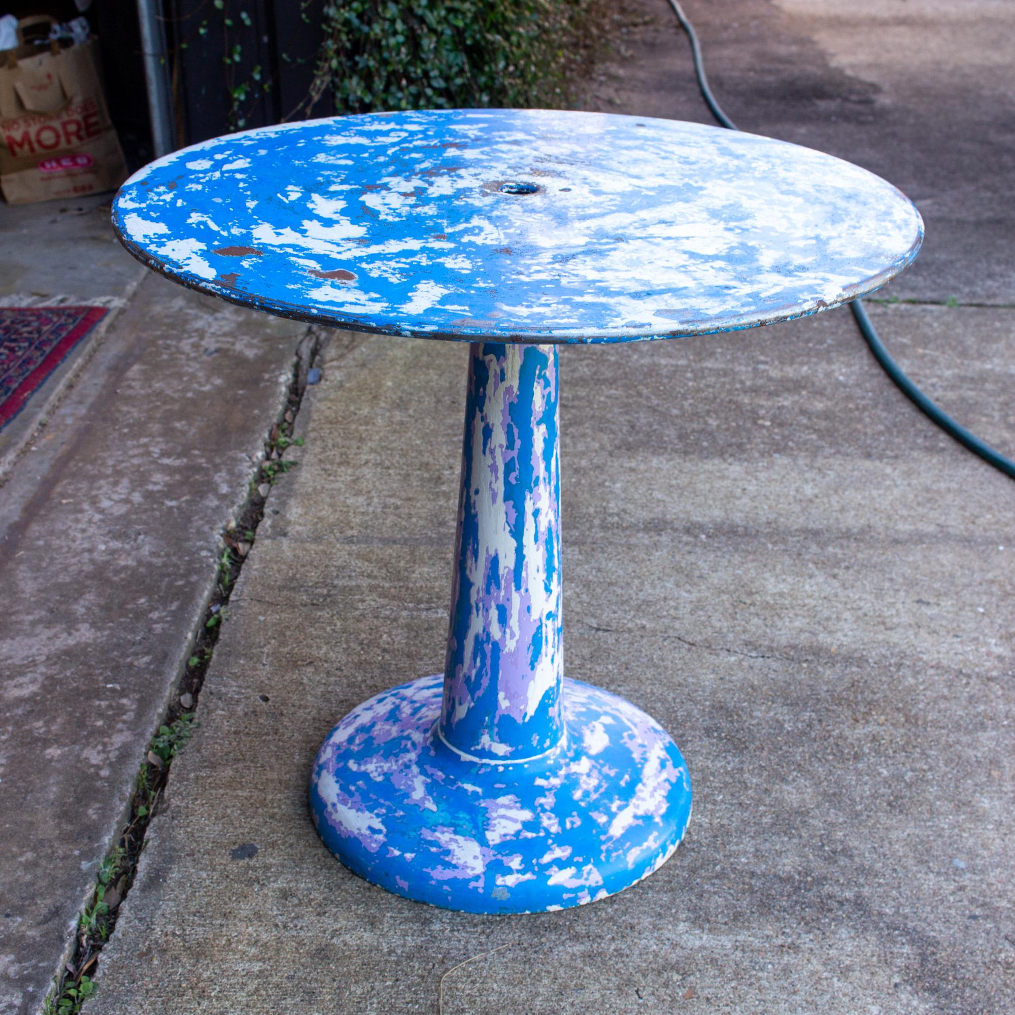 Blue Midcentury French Metal Tolix G-Table by Xavier Pauchard 14