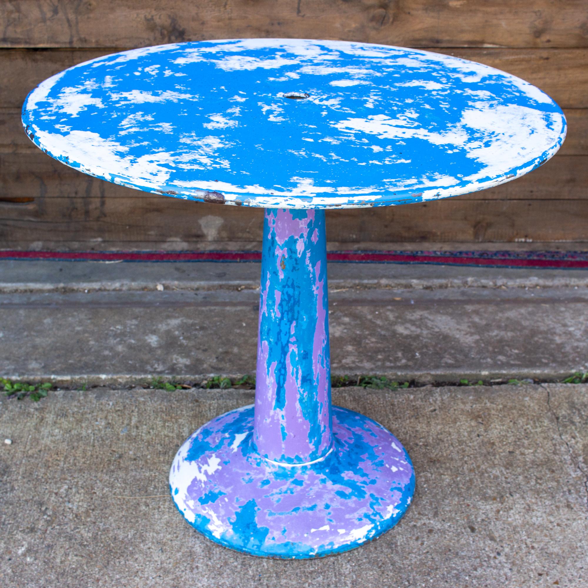 Blue Midcentury French Metal Tolix G-Table by Xavier Pauchard 1