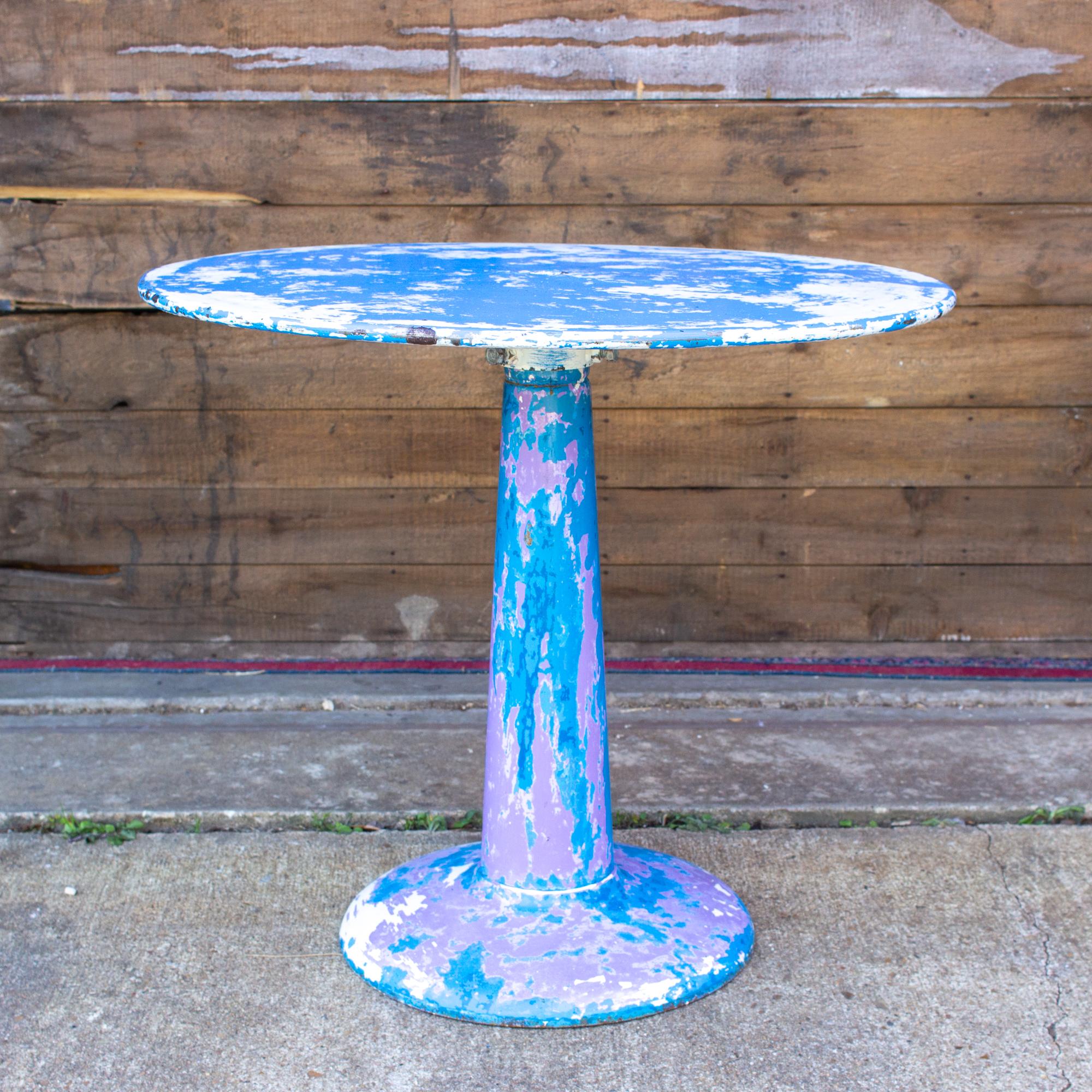Blue Midcentury French Metal Tolix G-Table by Xavier Pauchard 2