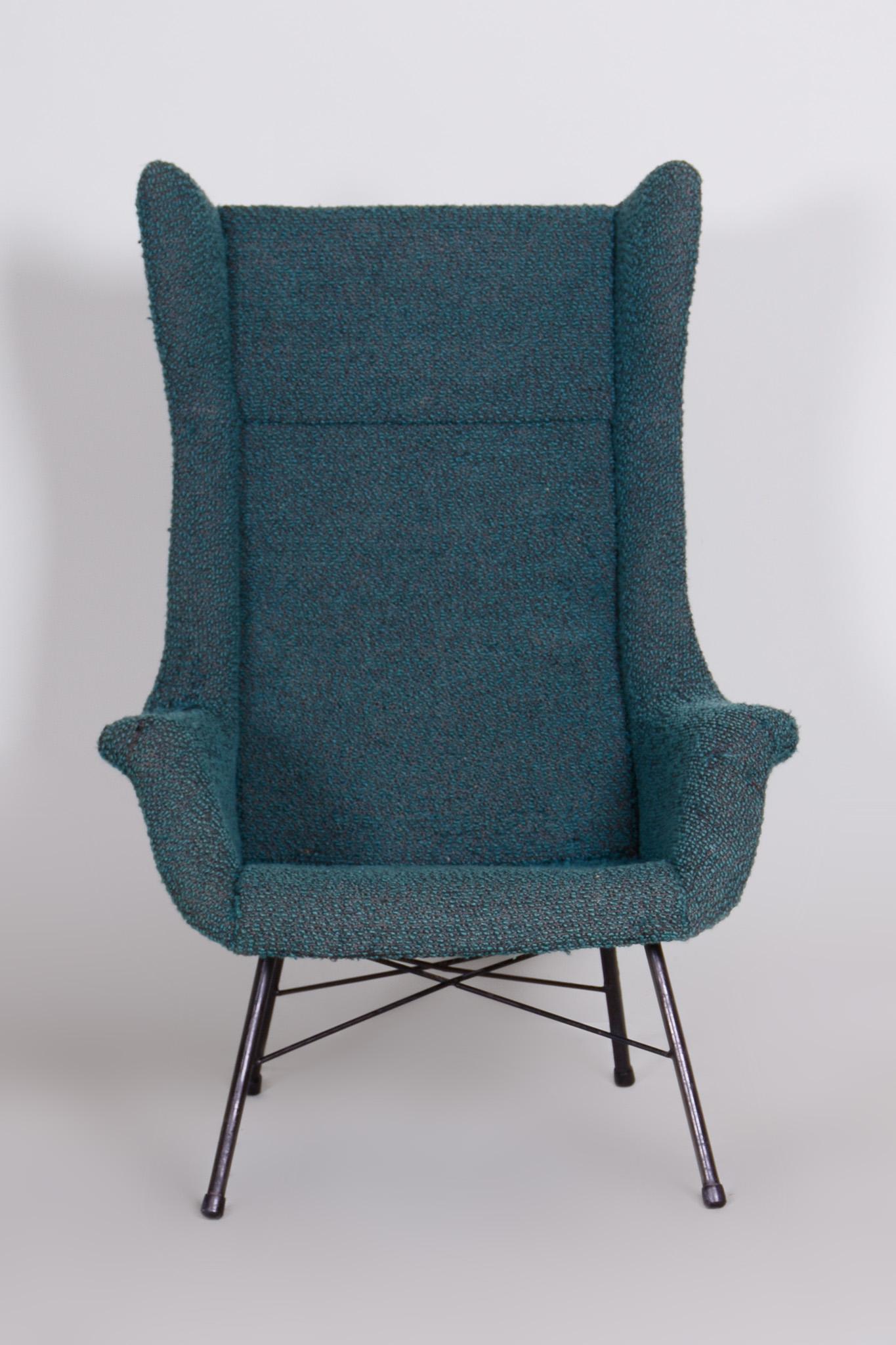 Blue Mid Century Modern Armchair by Miroslav Navratil, Made in 1950s, Czechia In Good Condition In Horomerice, CZ