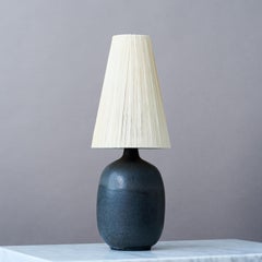 Blue Mid-Century Stoneware Table Lamp by Agne Aronsson, Sweden, 1960s.