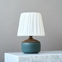 Blue Mid-Century Stoneware Table Lamp by Klase Höganäs, Sweden, 1960s.