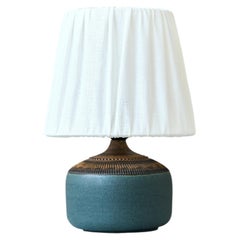 Blue Mid-Century Stoneware Table Lamp by Klase Höganäs, Sweden, 1960s.
