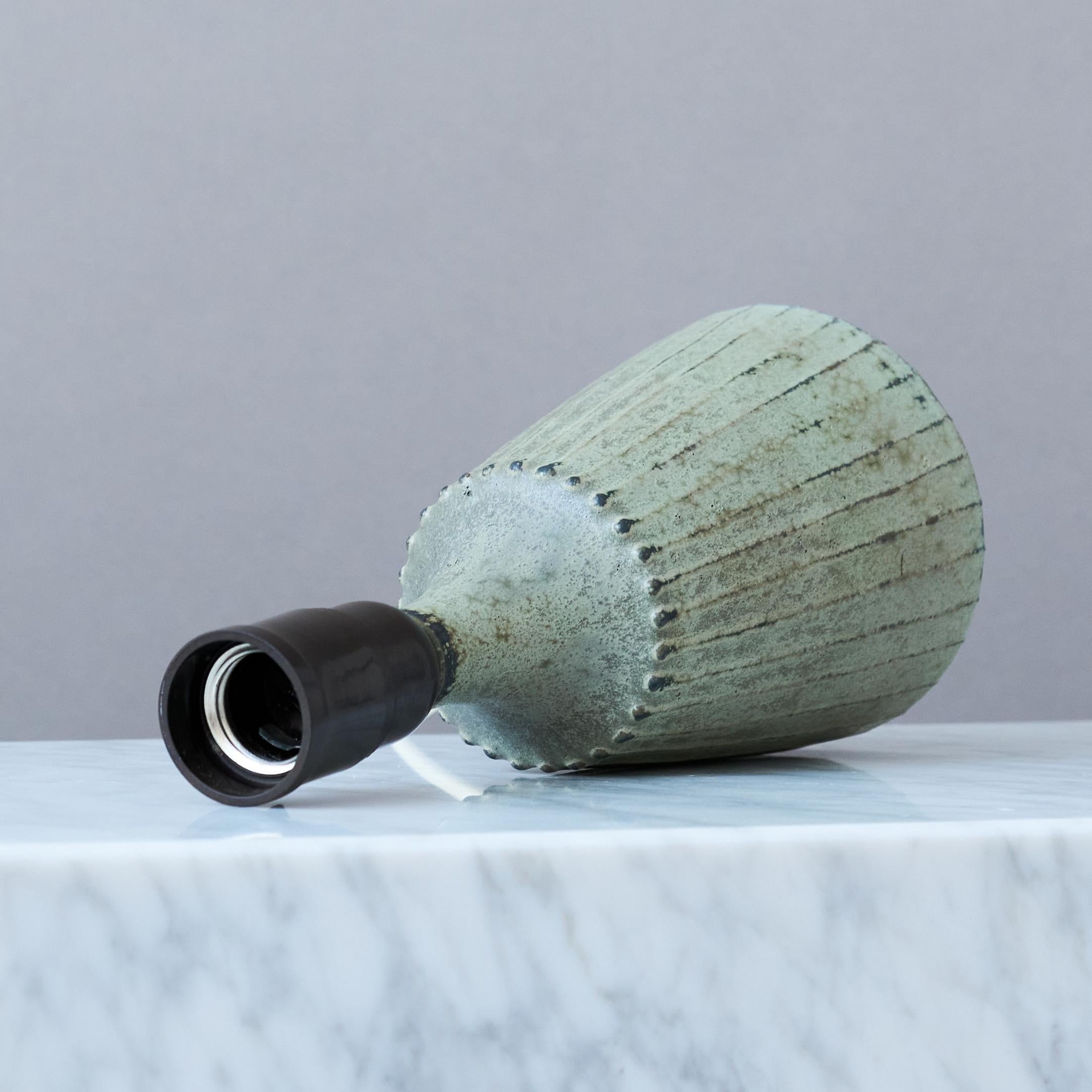 Swedish Blue Mid-Century Stoneware Table Lamp by Rolf Palm, Sweden, 1960s. For Sale