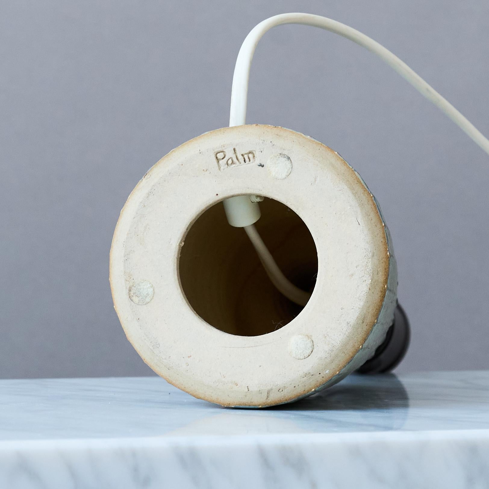 Blue Mid-Century Stoneware Table Lamp by Rolf Palm, Sweden, 1960s. In Good Condition For Sale In Malmö, SE
