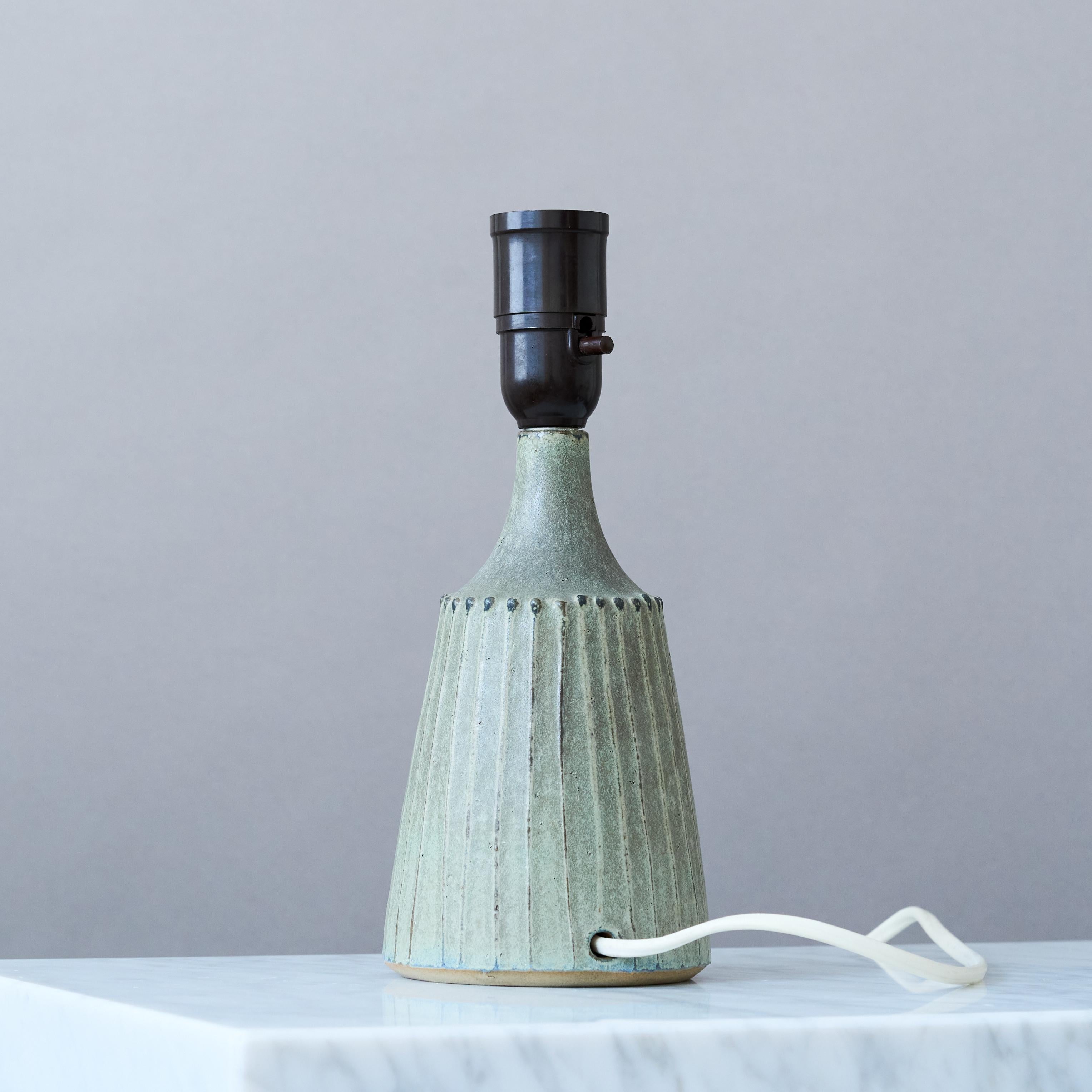 20th Century Blue Mid-Century Stoneware Table Lamp by Rolf Palm, Sweden, 1960s. For Sale