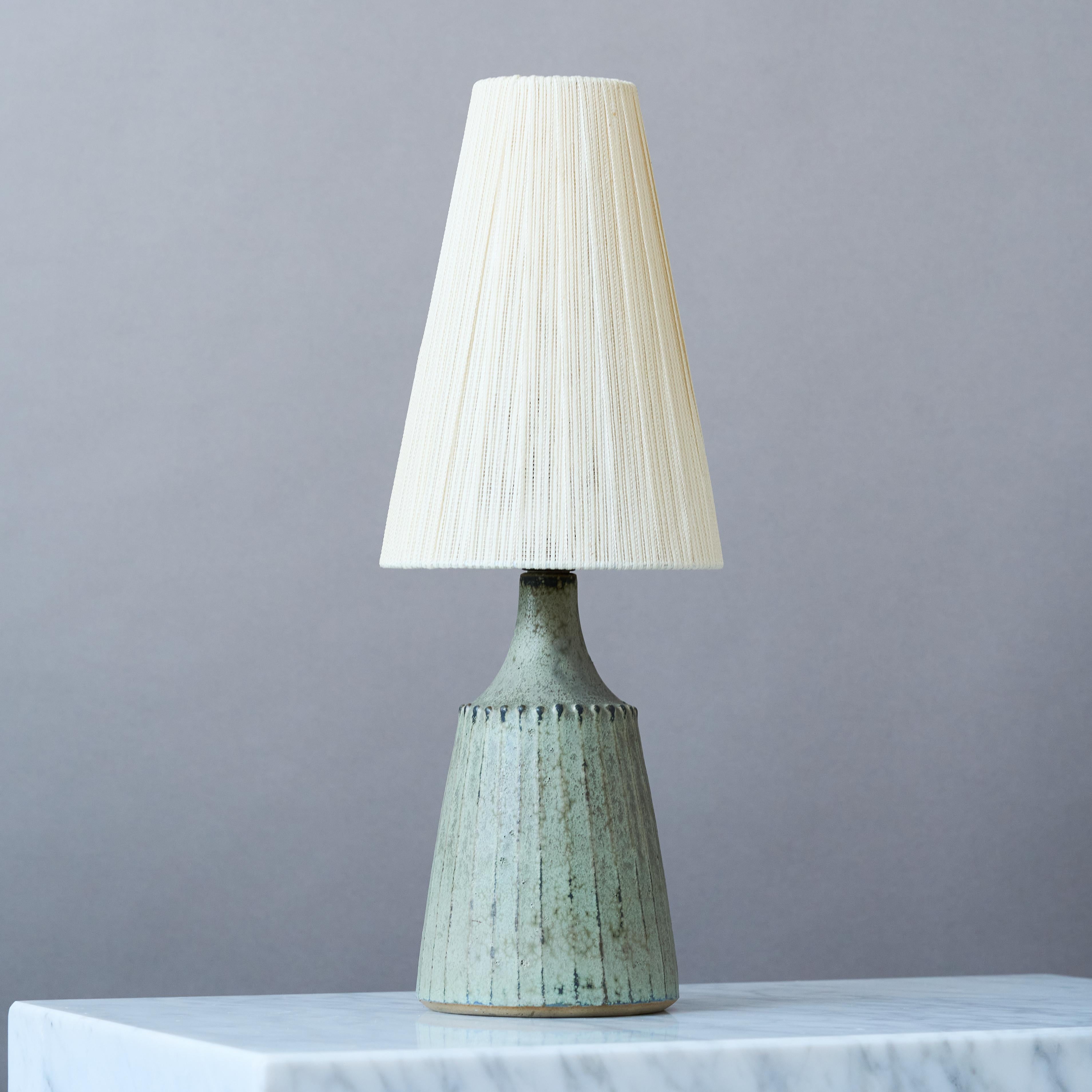 Blue Mid-Century Stoneware Table Lamp by Rolf Palm, Sweden, 1960s. For Sale 1