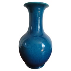 Blue Midcentury Ceramic Vase by Pol Chambost French France Design