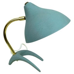 Blaue Midcentury Hahnenfuß Messing Tischlampe von Cosack Deutschland