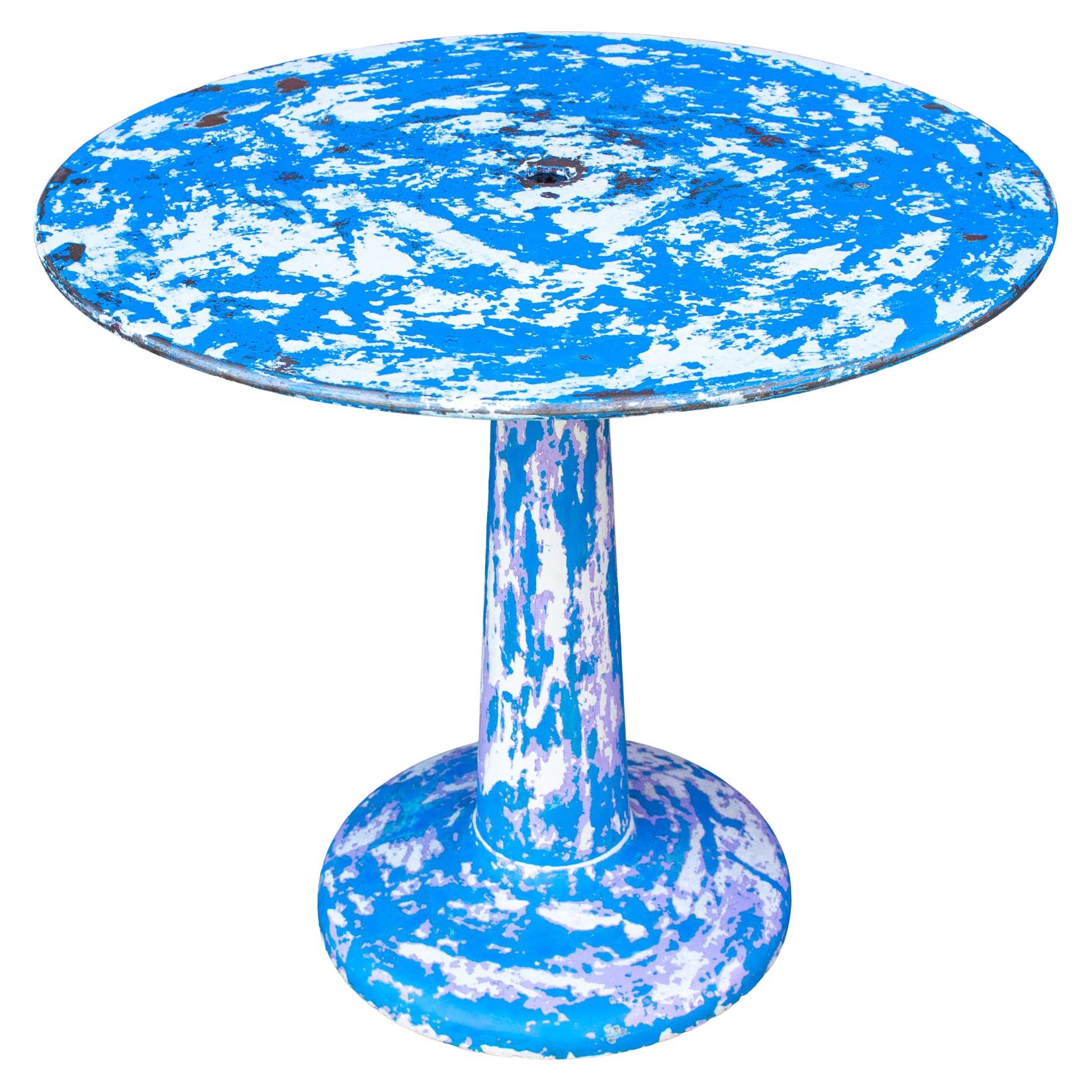 Blue Midcentury French Metal Tolix G-Table by Xavier Pauchard