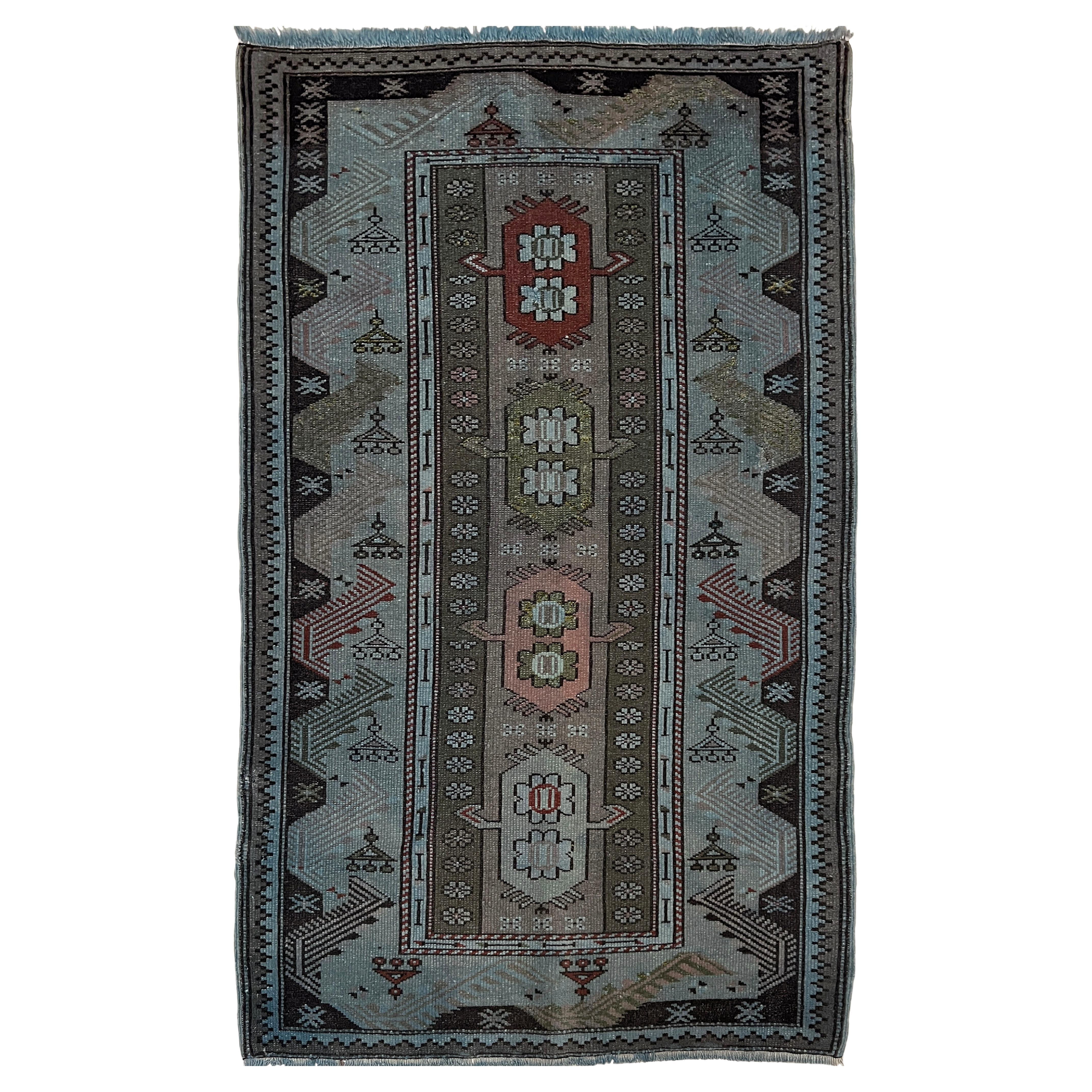 Blaue Milas - • Handgefertigter türkischer Vintage-Teppich (3
x5
) - • 1960er Jahre Anatolien