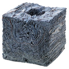 Blue Mille-Feuille Cube Sculpture, Jongjin Park