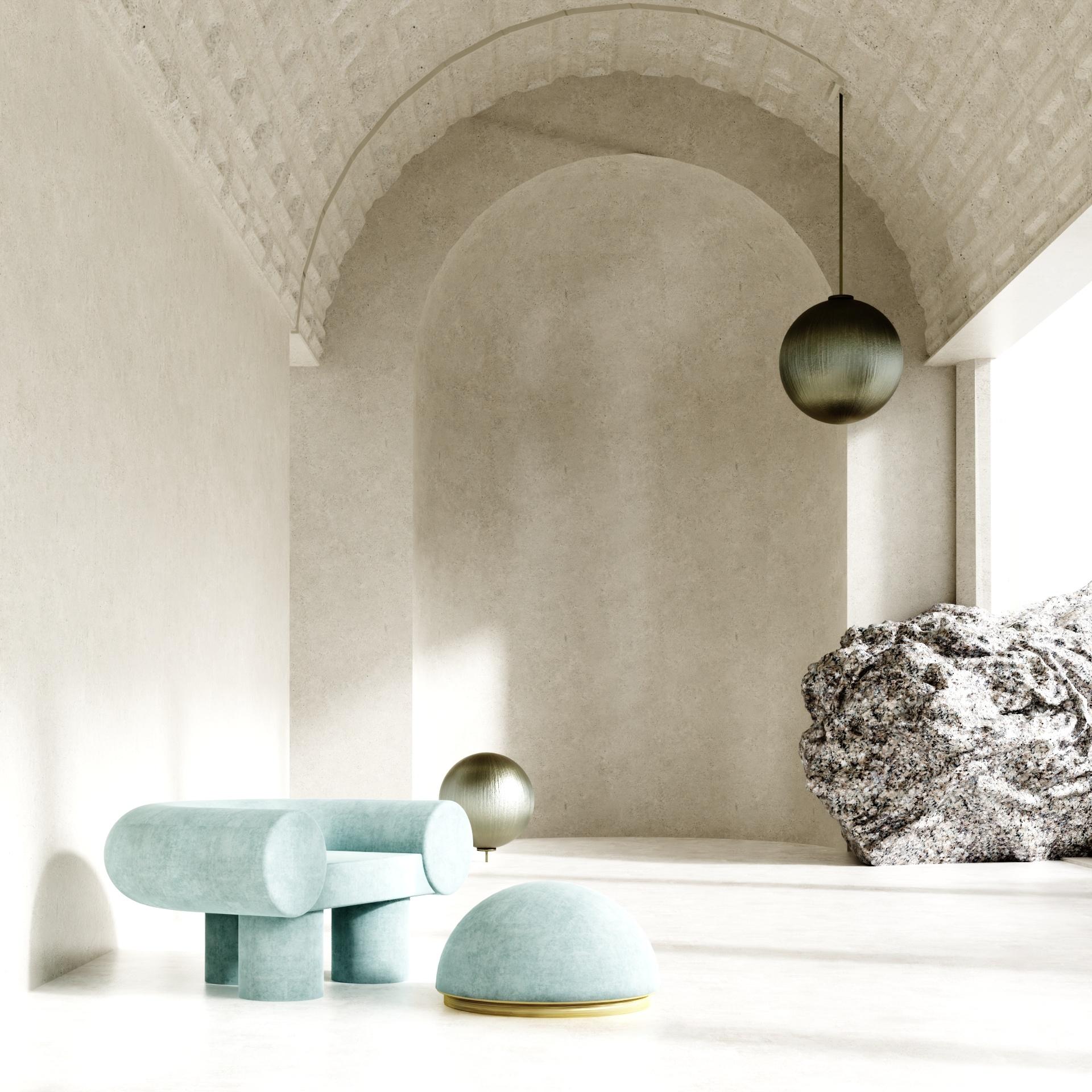 Swiss Blue Mineral Armchair by Kasadamo For Sale