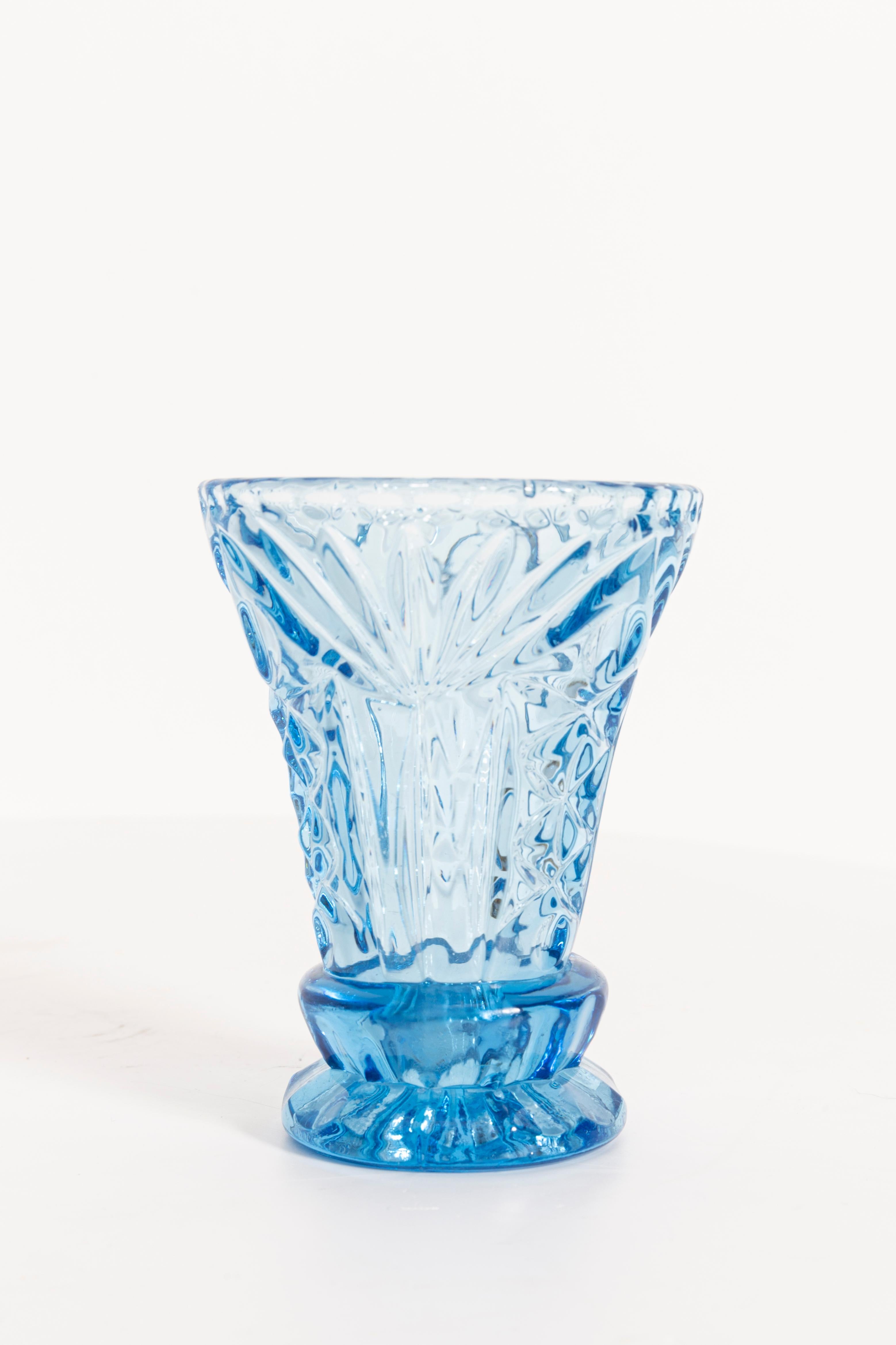 Glass Blue Mini Vintage Vase, 20th Century, Europe, 1960s For Sale