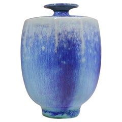 Blue Miniature Stoneware Vase with Aniara Glaze Berndt Friberg Gustavsberg 1972