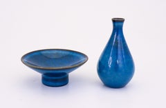 Vaso e ciotola in miniatura blu - Bertil Lundgren - Rörstrand - Metà secolo moderno