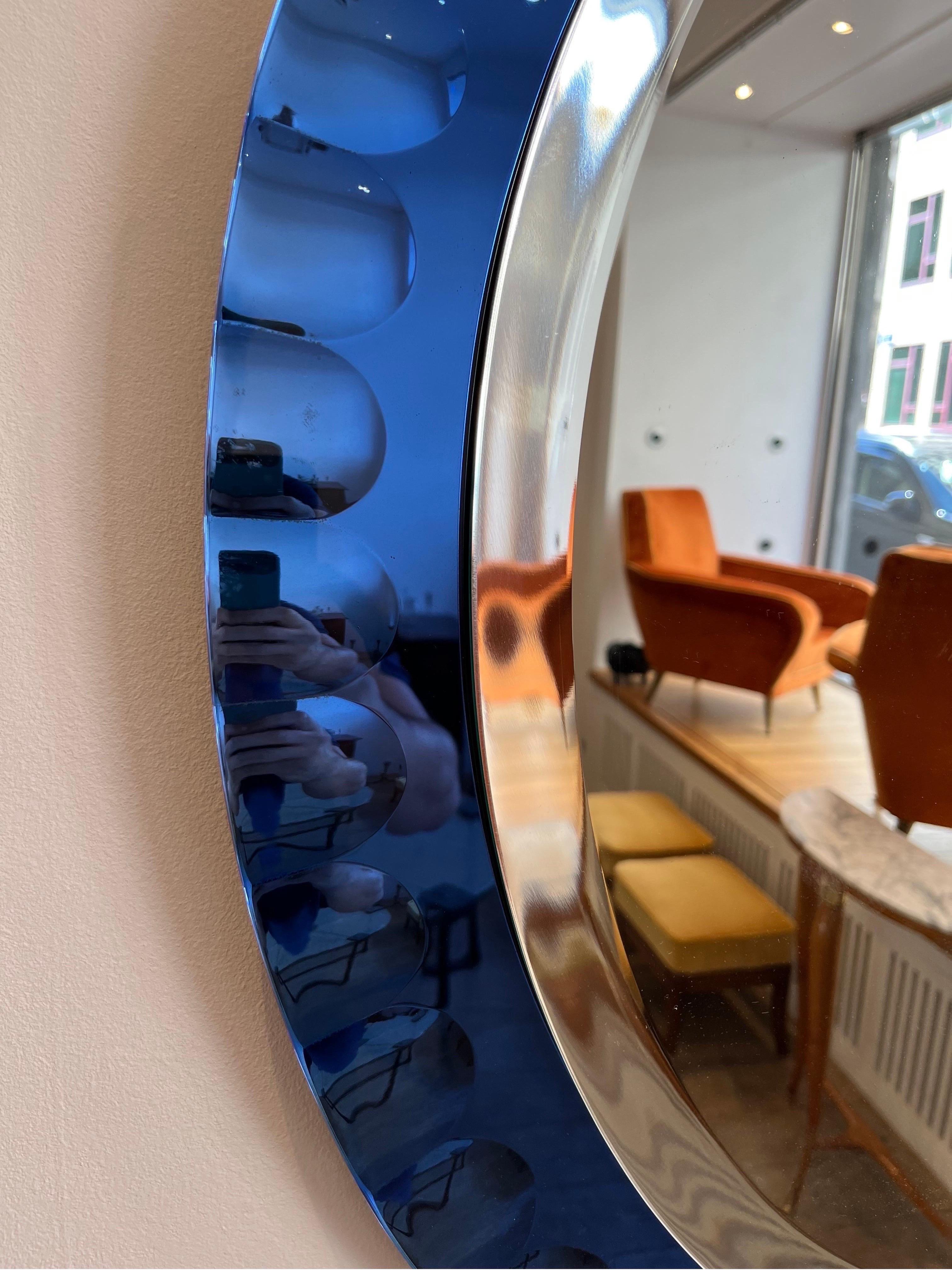 Blue Mirror by Cristal Arte, Italy, 1960s In Good Condition In Brussels, BE