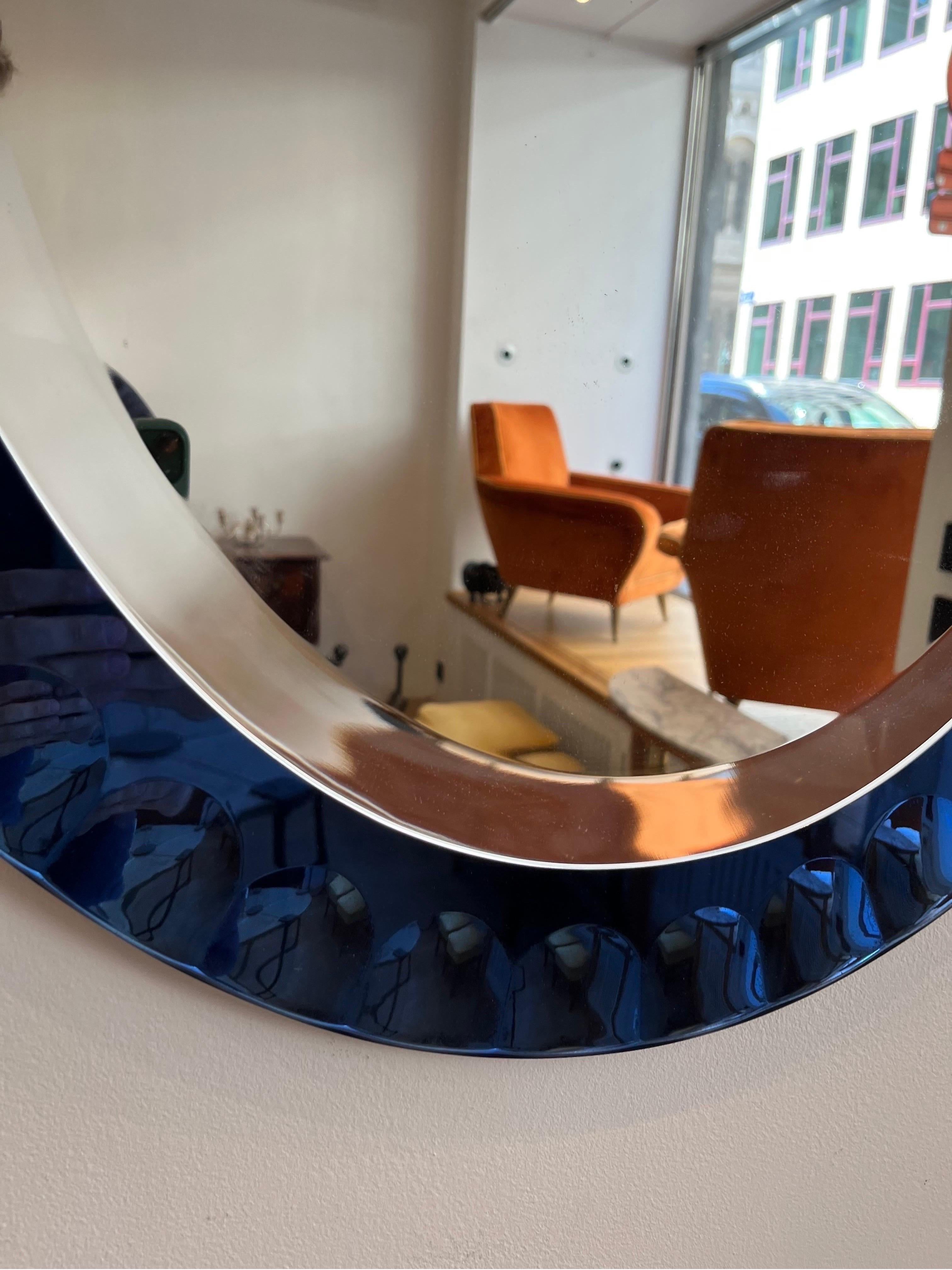 Metà XX secolo Specchio blu di Cristal Arte, Italia, anni '60