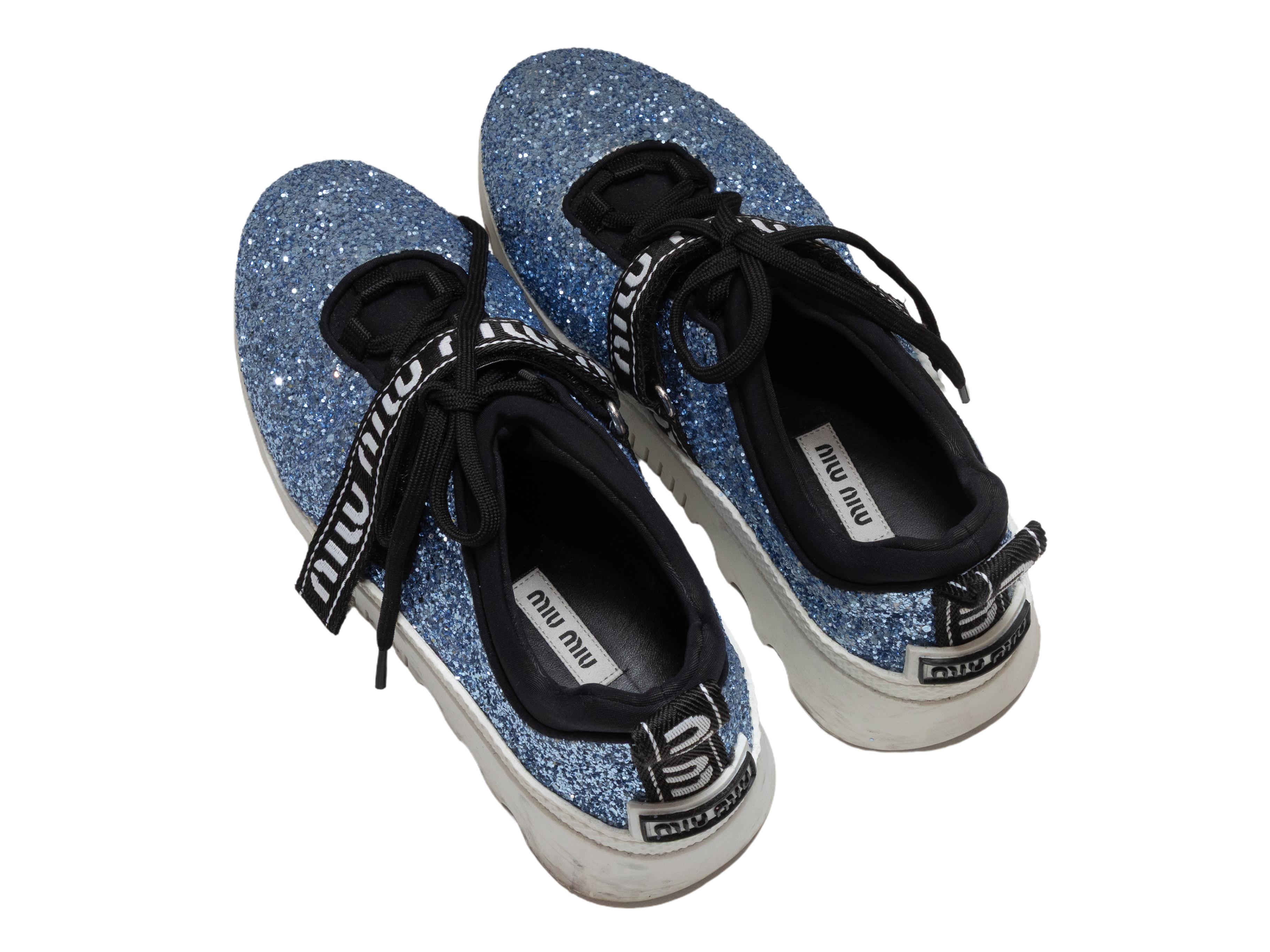 Zapatillas bajas azules con purpurina Miu Miu talla 37.5 Gris en venta