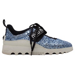 Zapatillas bajas azules con purpurina Miu Miu talla 37.5