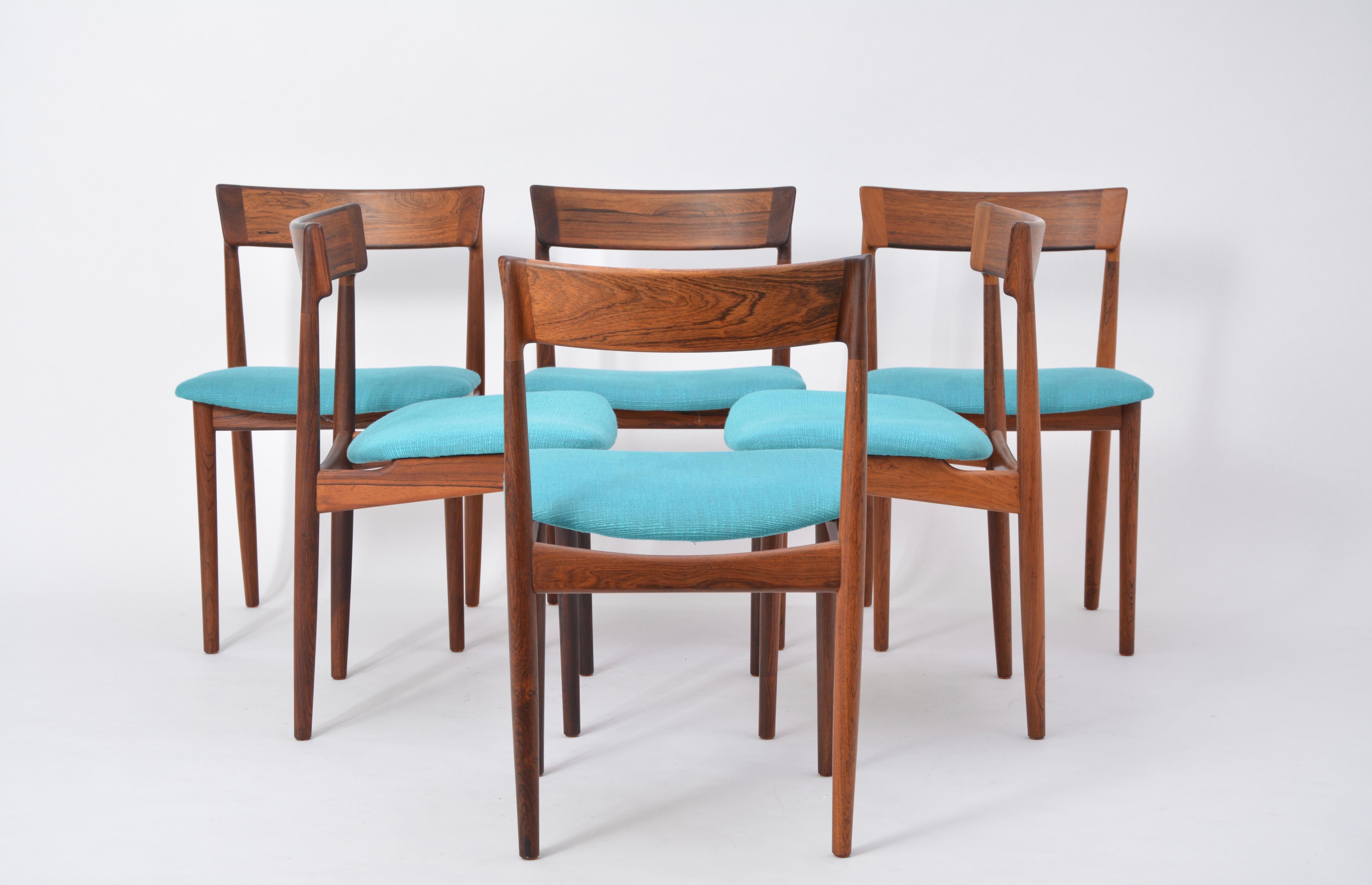 Blue Model 39 Dining Chairs by Henry Rosengren Hansen for Brande Møbelfabrik 2