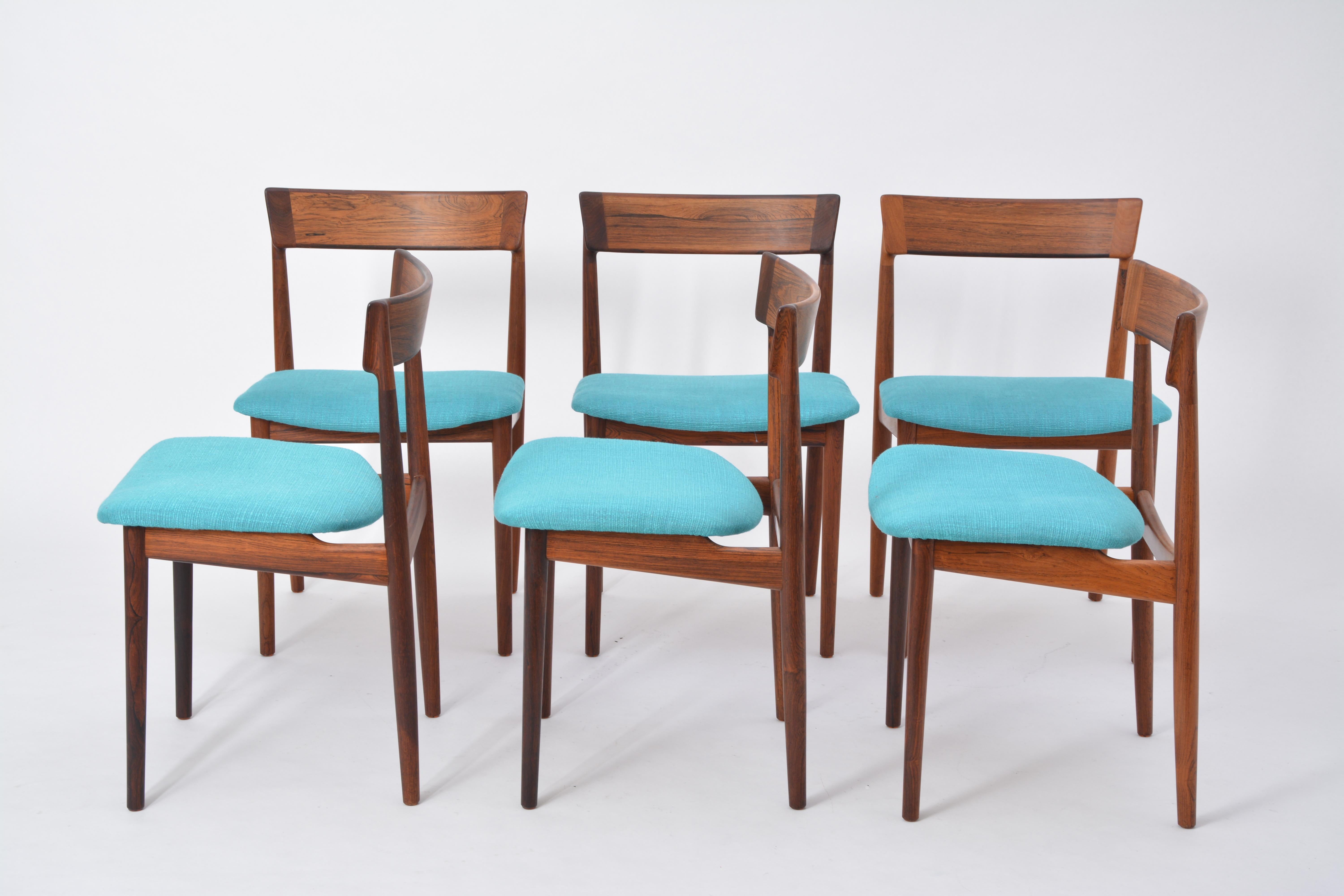 Mid-Century Modern Blue Model 39 Dining Chairs by Henry Rosengren Hansen for Brande Møbelfabrik