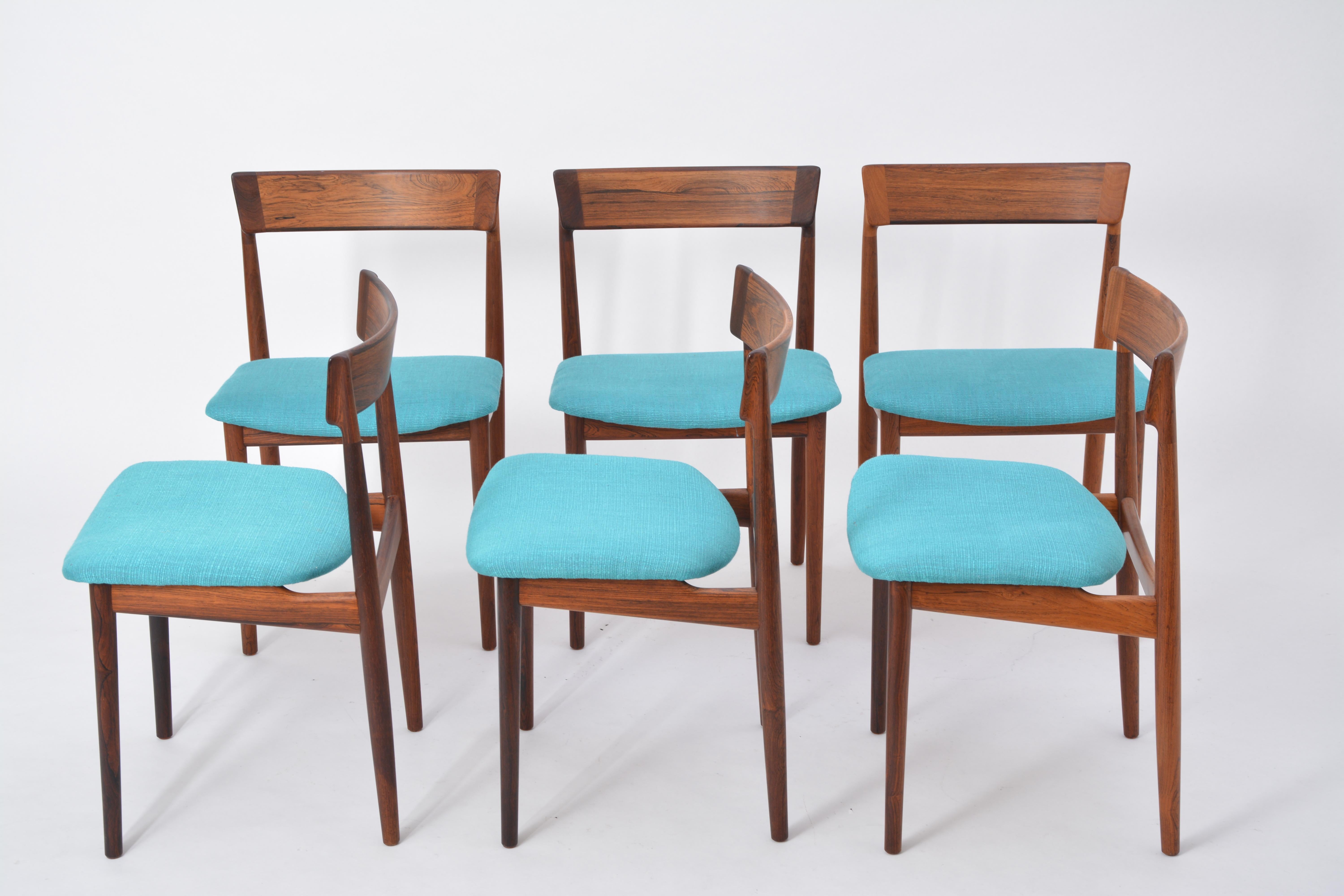 Blue Model 39 Dining Chairs by Henry Rosengren Hansen for Brande Møbelfabrik In Excellent Condition In Berlin, DE