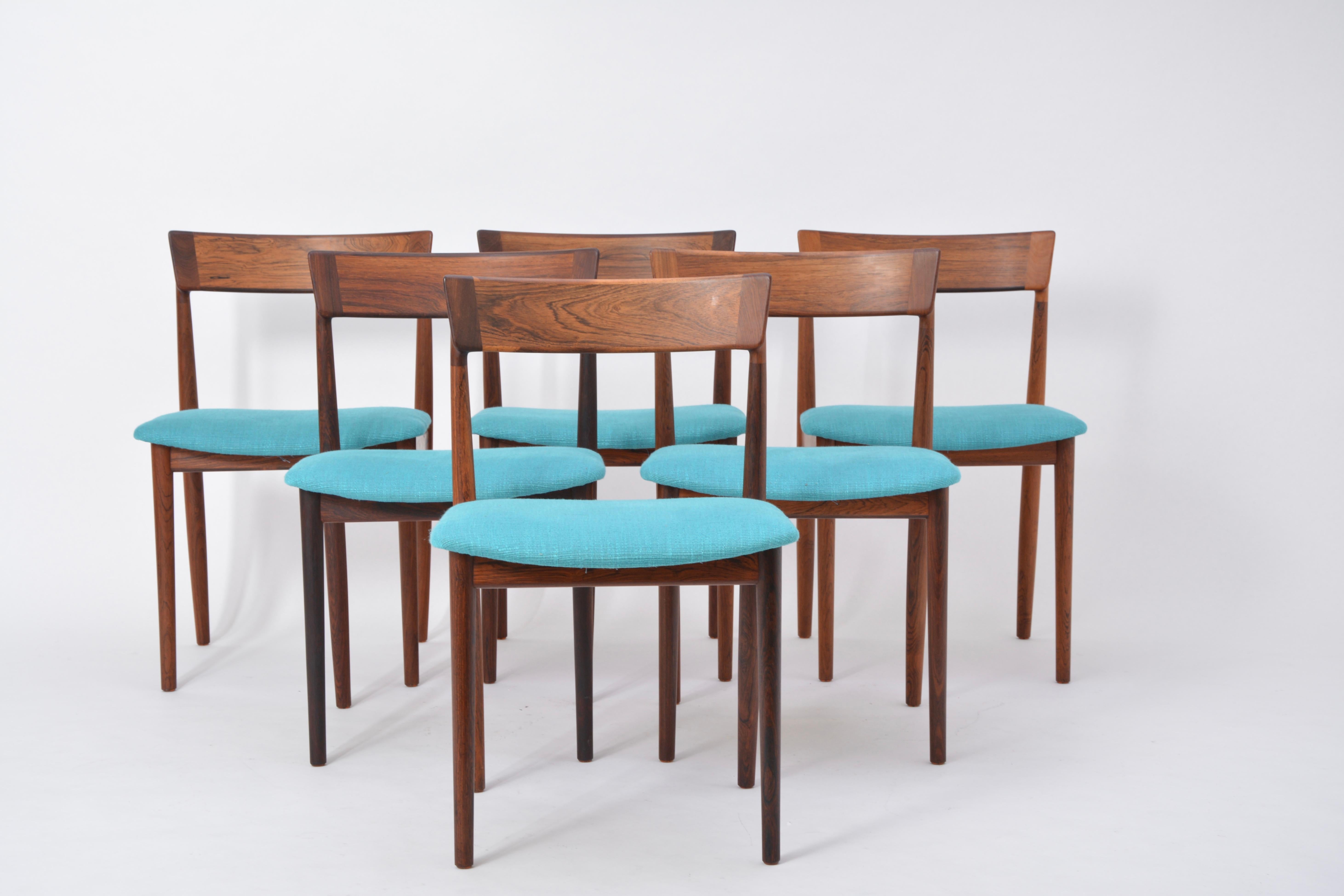 20th Century Blue Model 39 Dining Chairs by Henry Rosengren Hansen for Brande Møbelfabrik