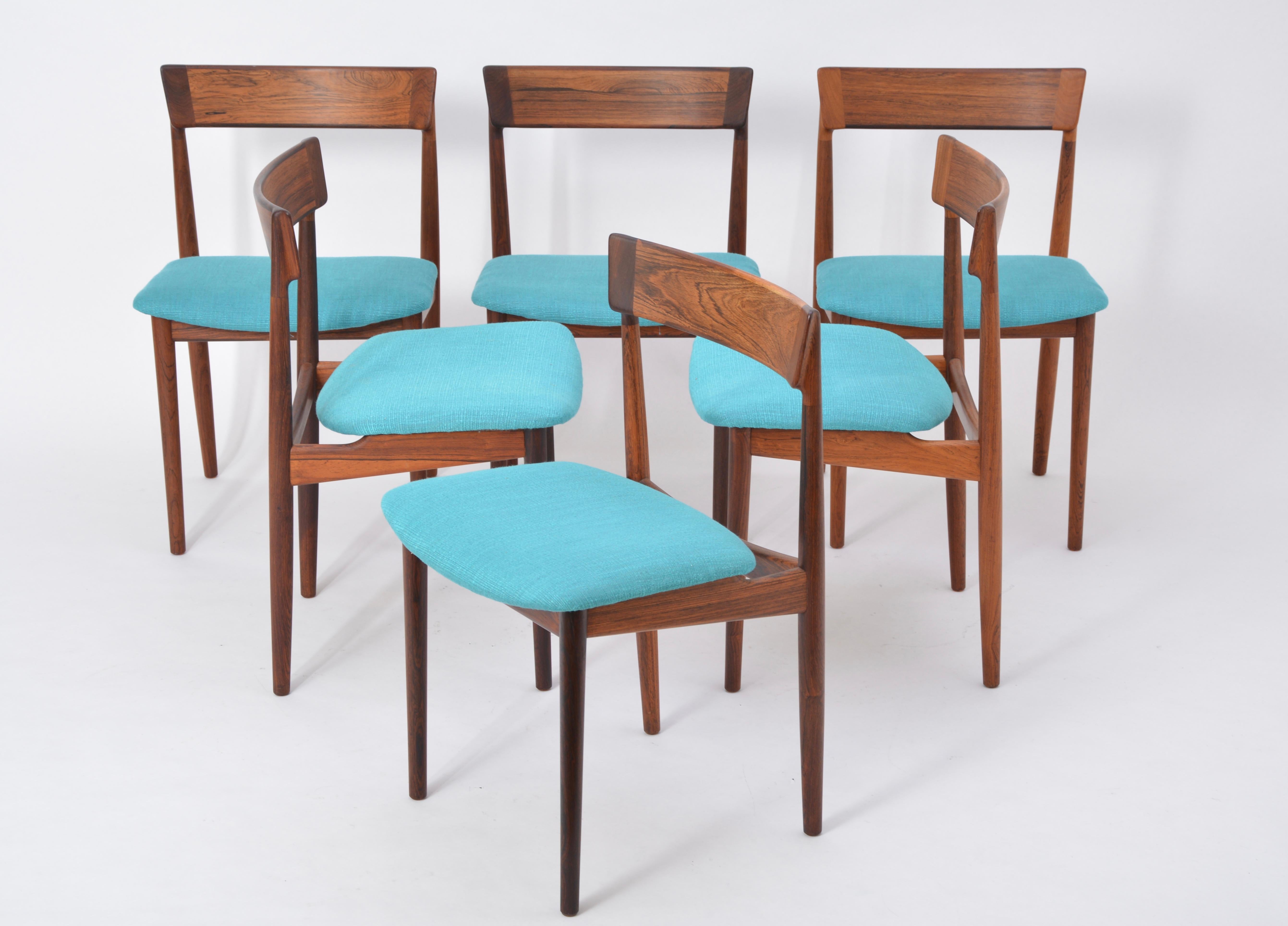 Rosewood Blue Model 39 Dining Chairs by Henry Rosengren Hansen for Brande Møbelfabrik