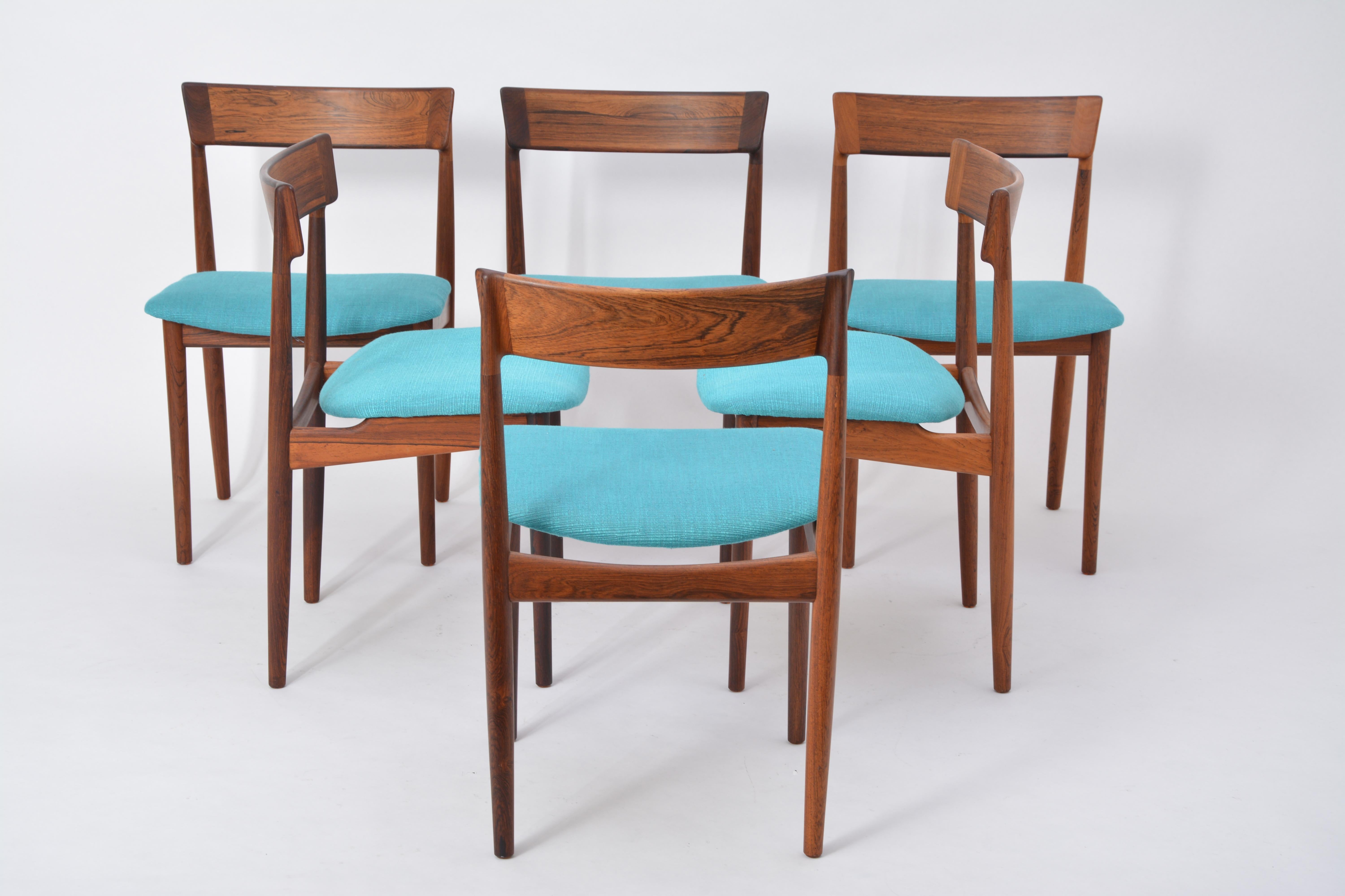 Blue Model 39 Dining Chairs by Henry Rosengren Hansen for Brande Møbelfabrik 1