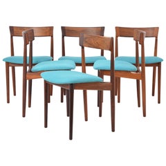 Blue Model 39 Dining Chairs by Henry Rosengren Hansen for Brande Møbelfabrik Vintage Blue Model 39 Dining Chairs by Henry Rosengren Hansen for Brande Møbelfabrik