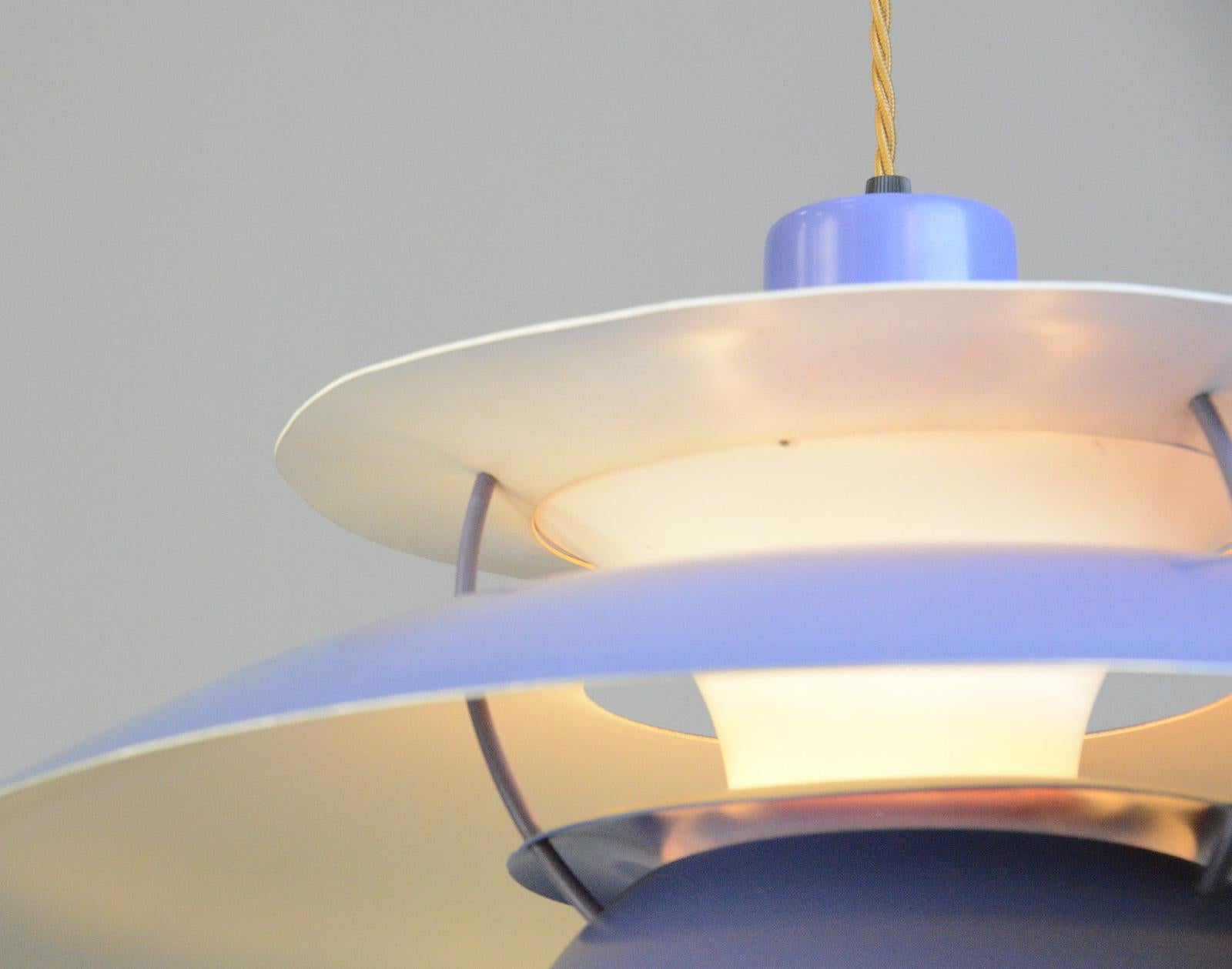 Blue Model PH5 Pendant Lights by Louis Poulson, Circa 1960s In Good Condition In Gloucester, GB