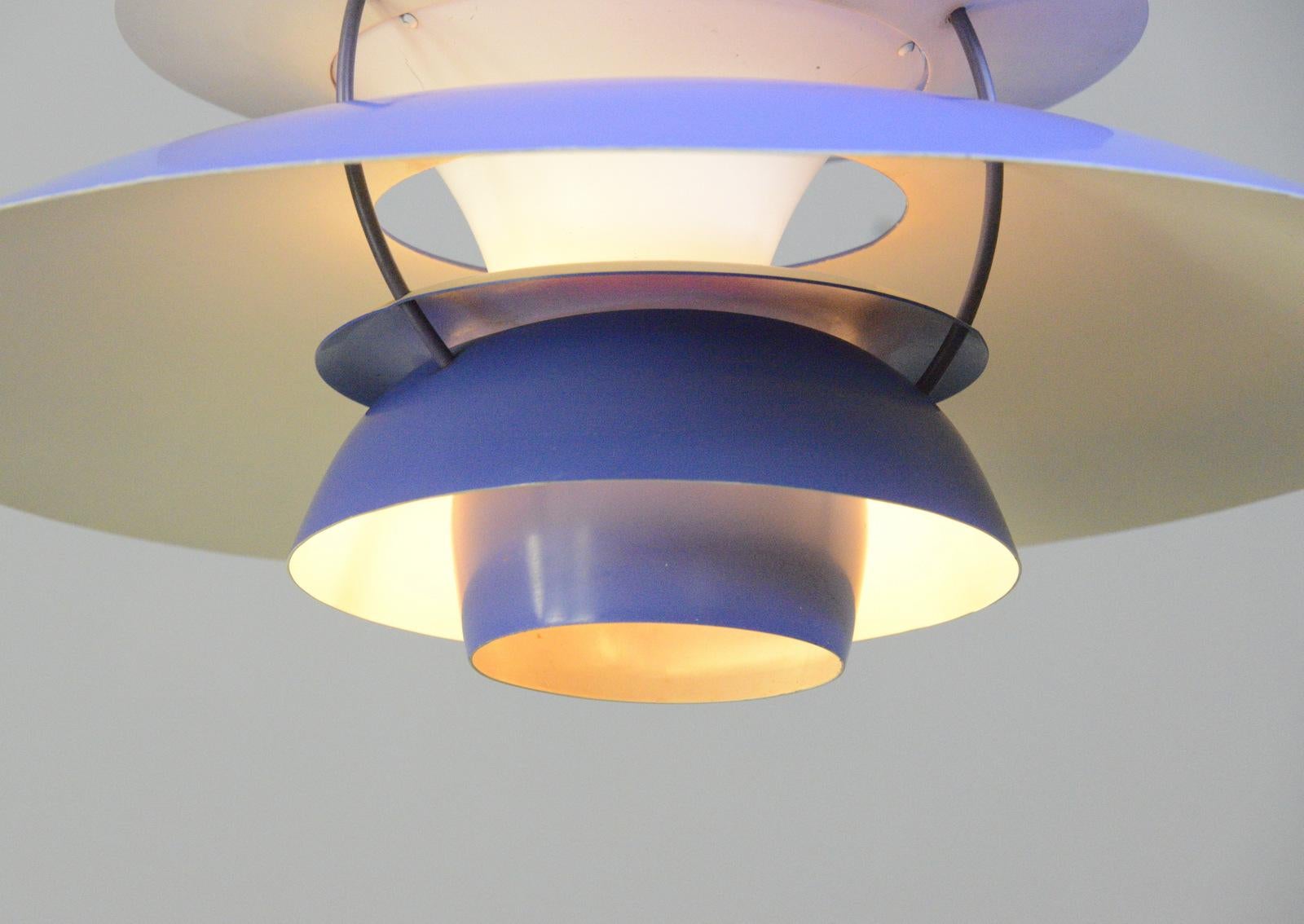 Blue Model PH5 Pendant Lights by Louis Poulson, Circa 1960s In Good Condition In Gloucester, GB