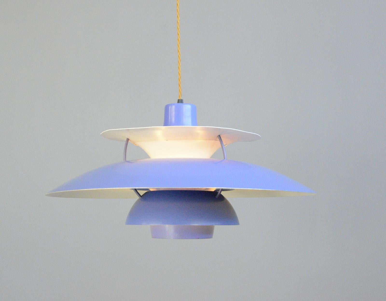 Aluminum Blue Model PH5 Pendant Lights by Louis Poulson, Circa 1960s