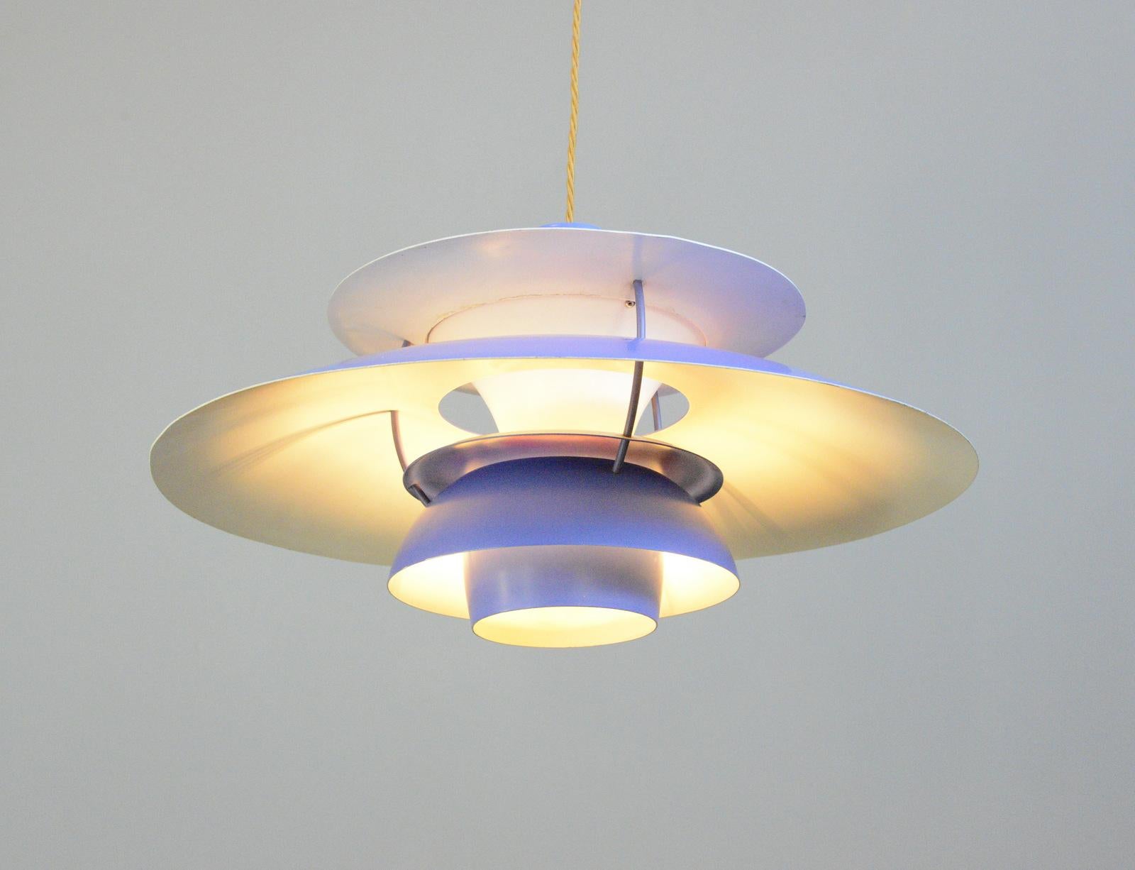 Aluminum Blue Model Ph5 Pendant Lights by Louis Poulson circa 1960s