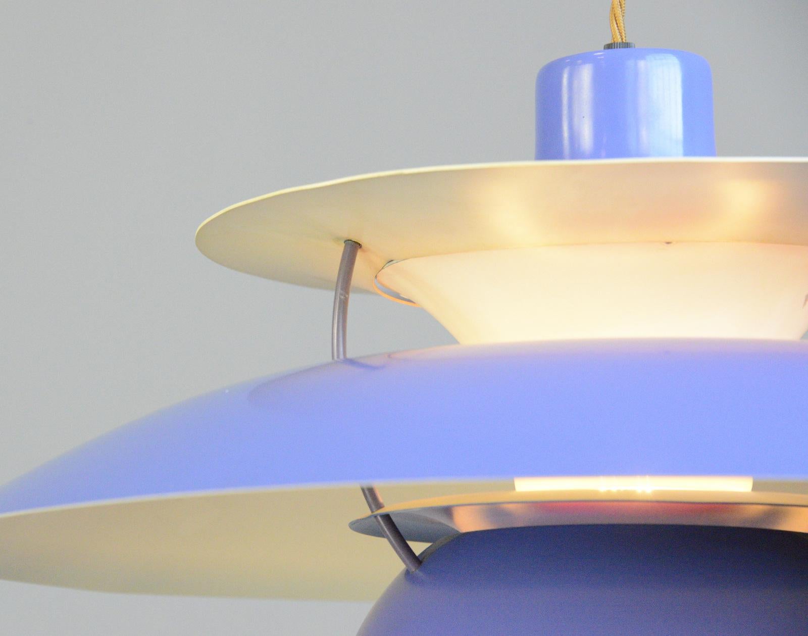 Aluminum Blue Model Ph5 Pendant Lights by Louis Poulson circa 1960s