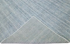 Blue Modern Apadana's Groove Bamboo/Silk Handmade Oversize Rug