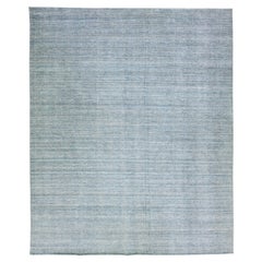 Tappeto oversize blu moderno Apadana's Groove Bamboo/Silk fatto a mano