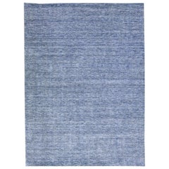 Tappeto moderno blu Apadana's Groove Bamboo/Silk fatto a mano